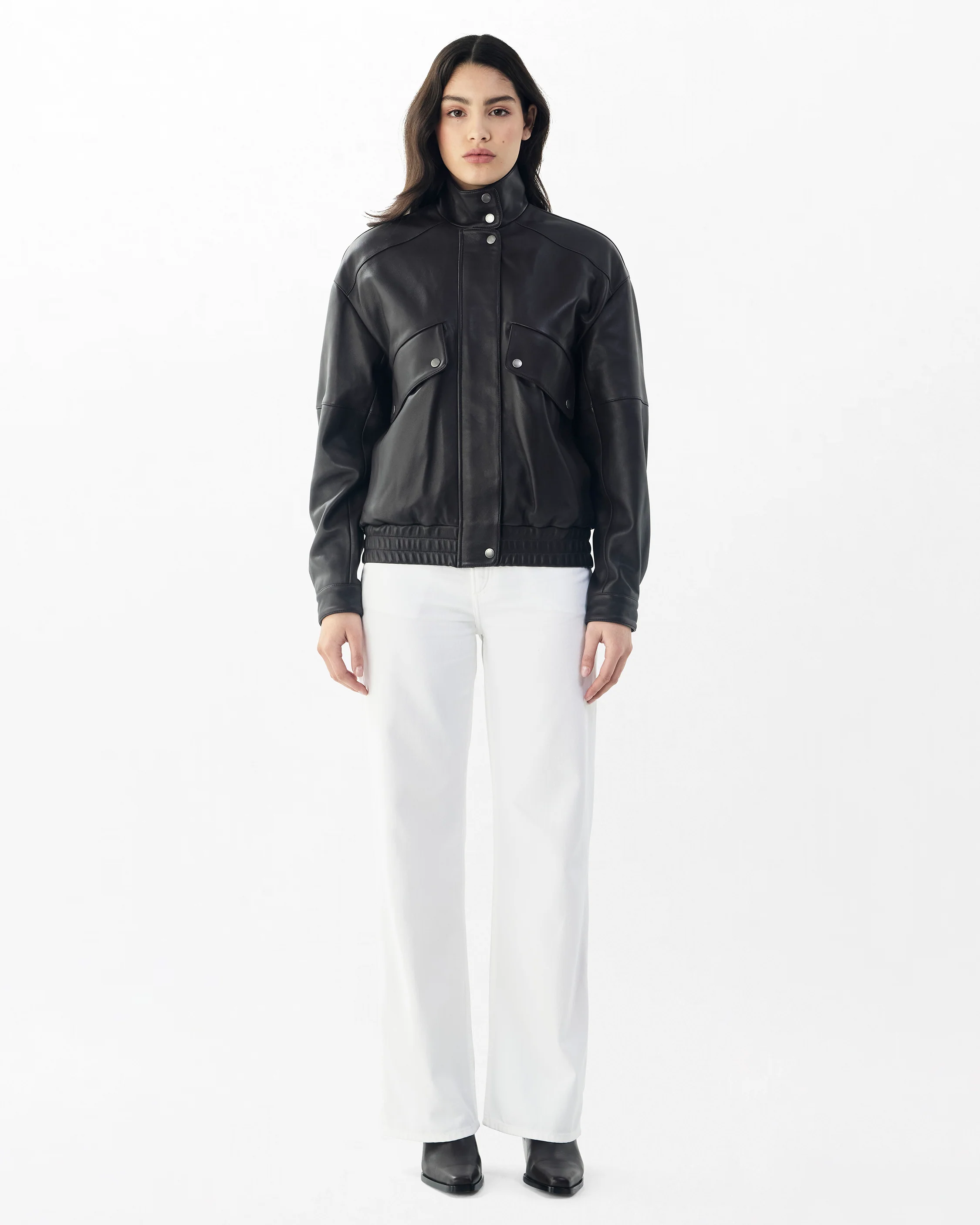 Aria Leather Bomber Jacket - Image 5