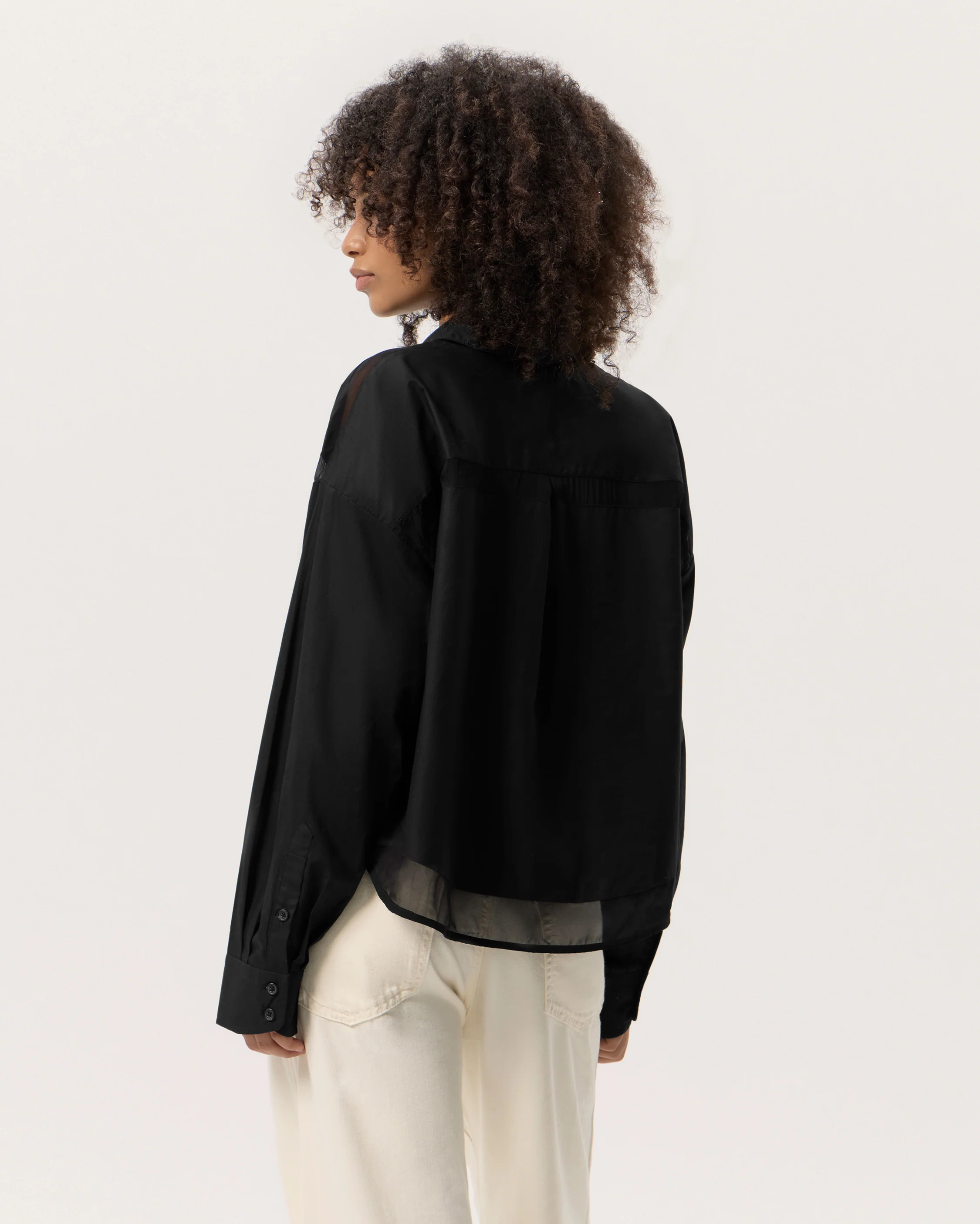 Beatrice Cropped Poplin-Organza Shirt - Image 5