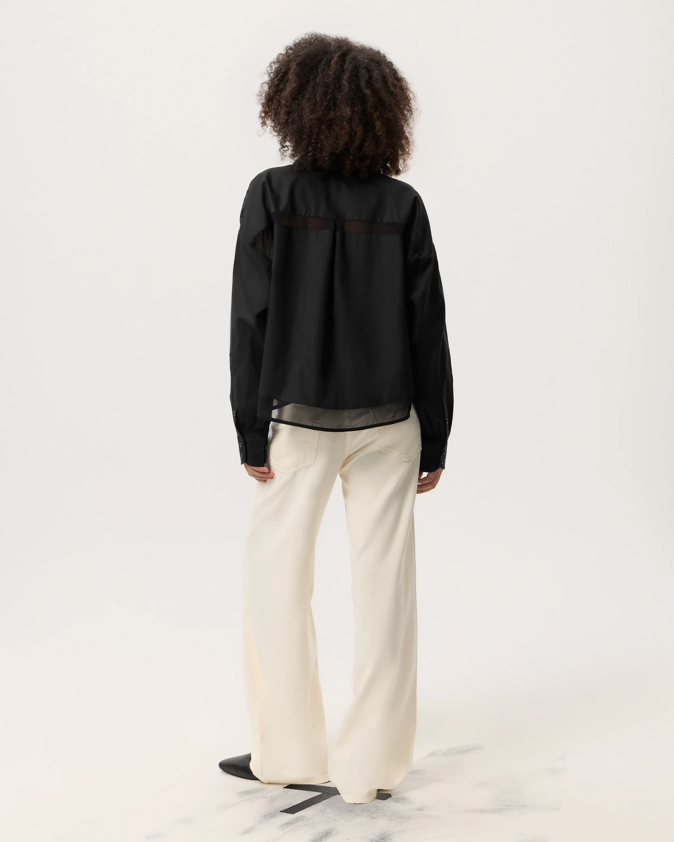 Beatrice Cropped Poplin-Organza Shirt - Image 7