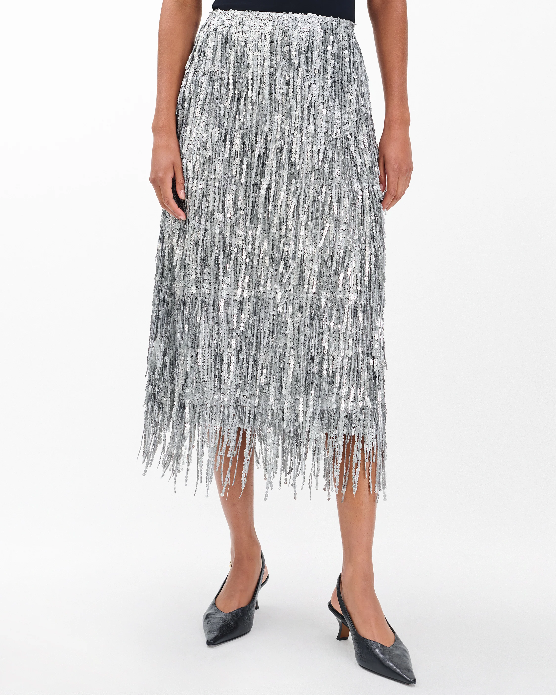 Billie Sequined Tassel Midi Skirt - Image 3