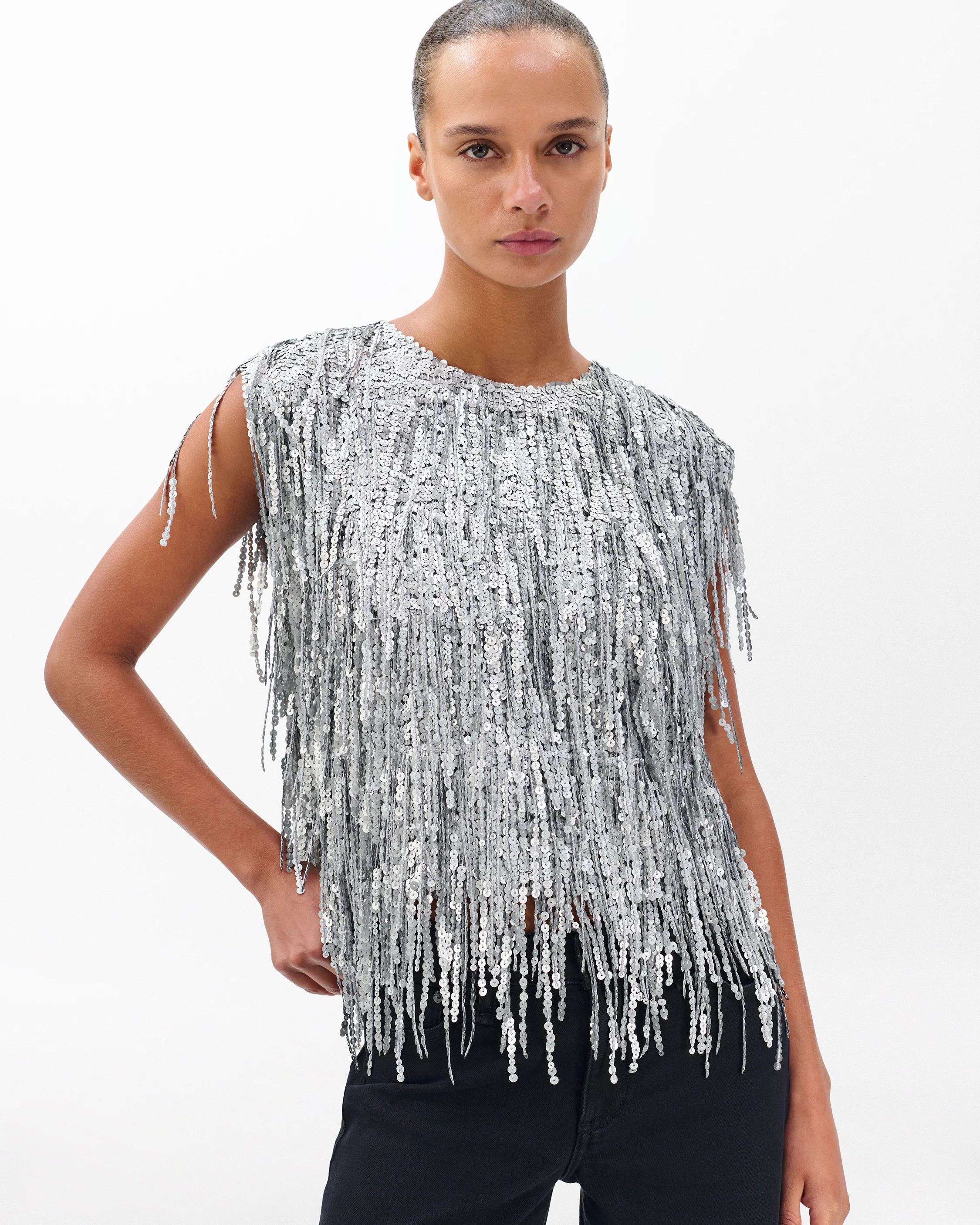 Billie Sequined Tassel Top