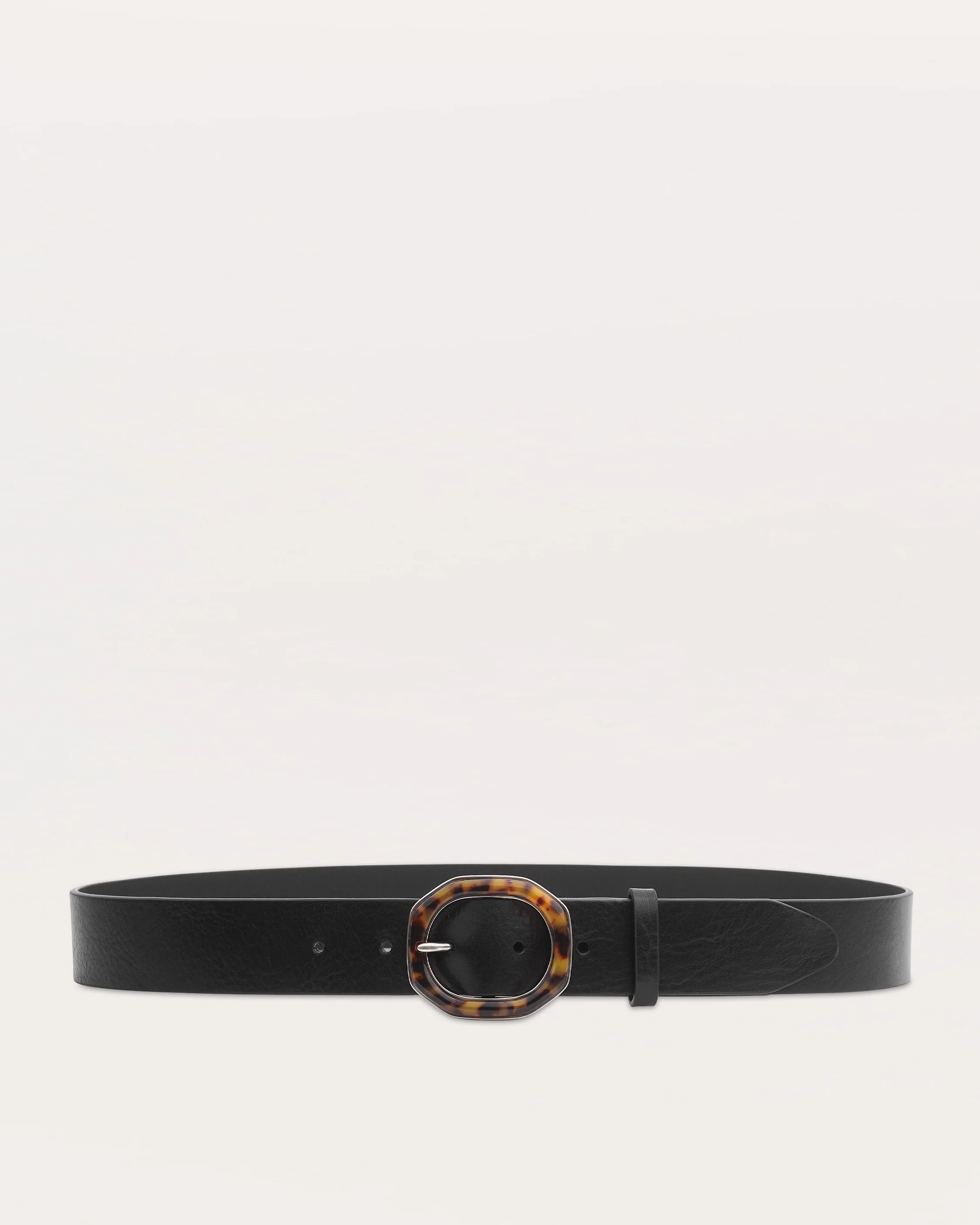 Audrey Tortoiseshell-Buckle Leather Belt