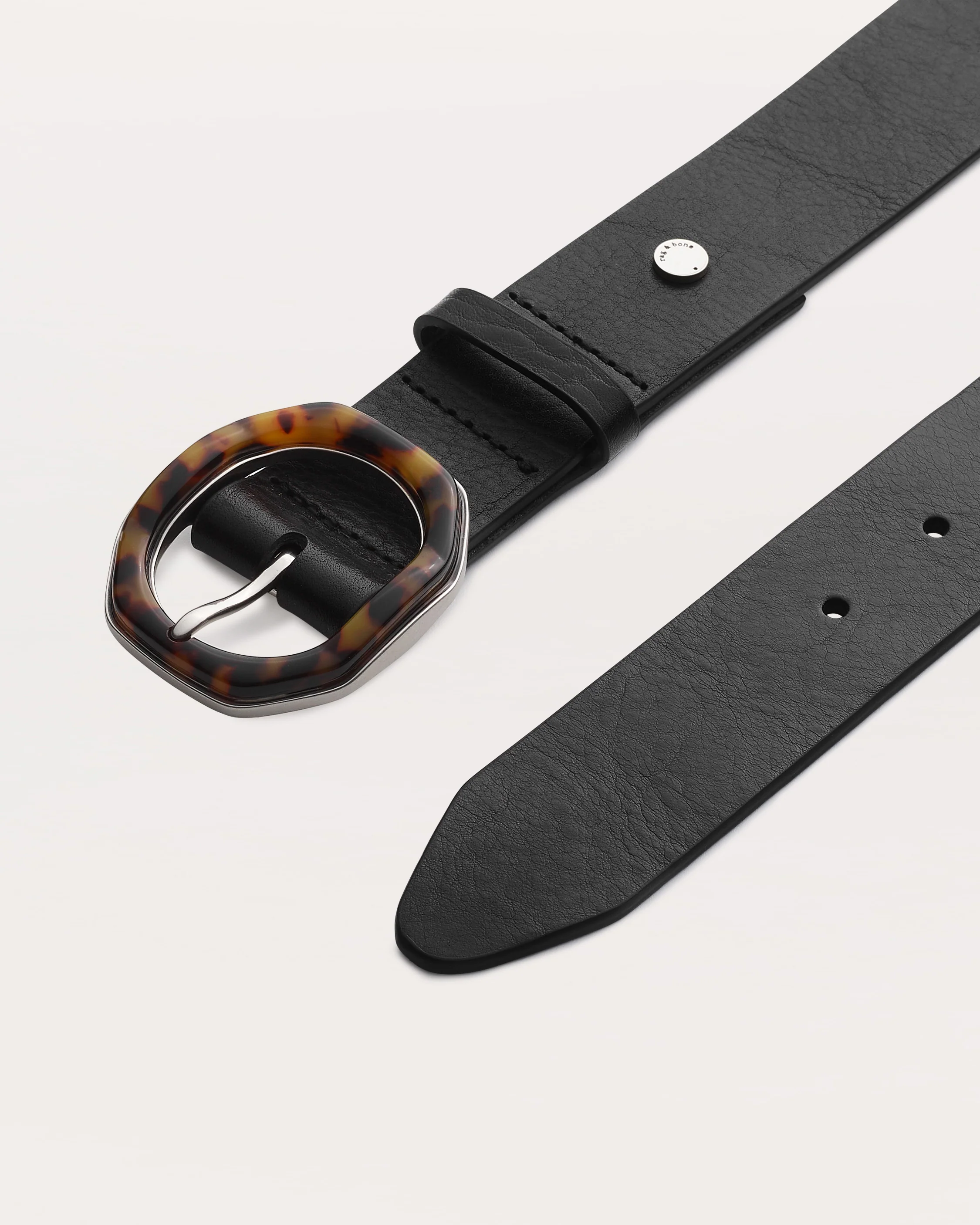 Audrey Tortoiseshell-Buckle Leather Belt - Image 3