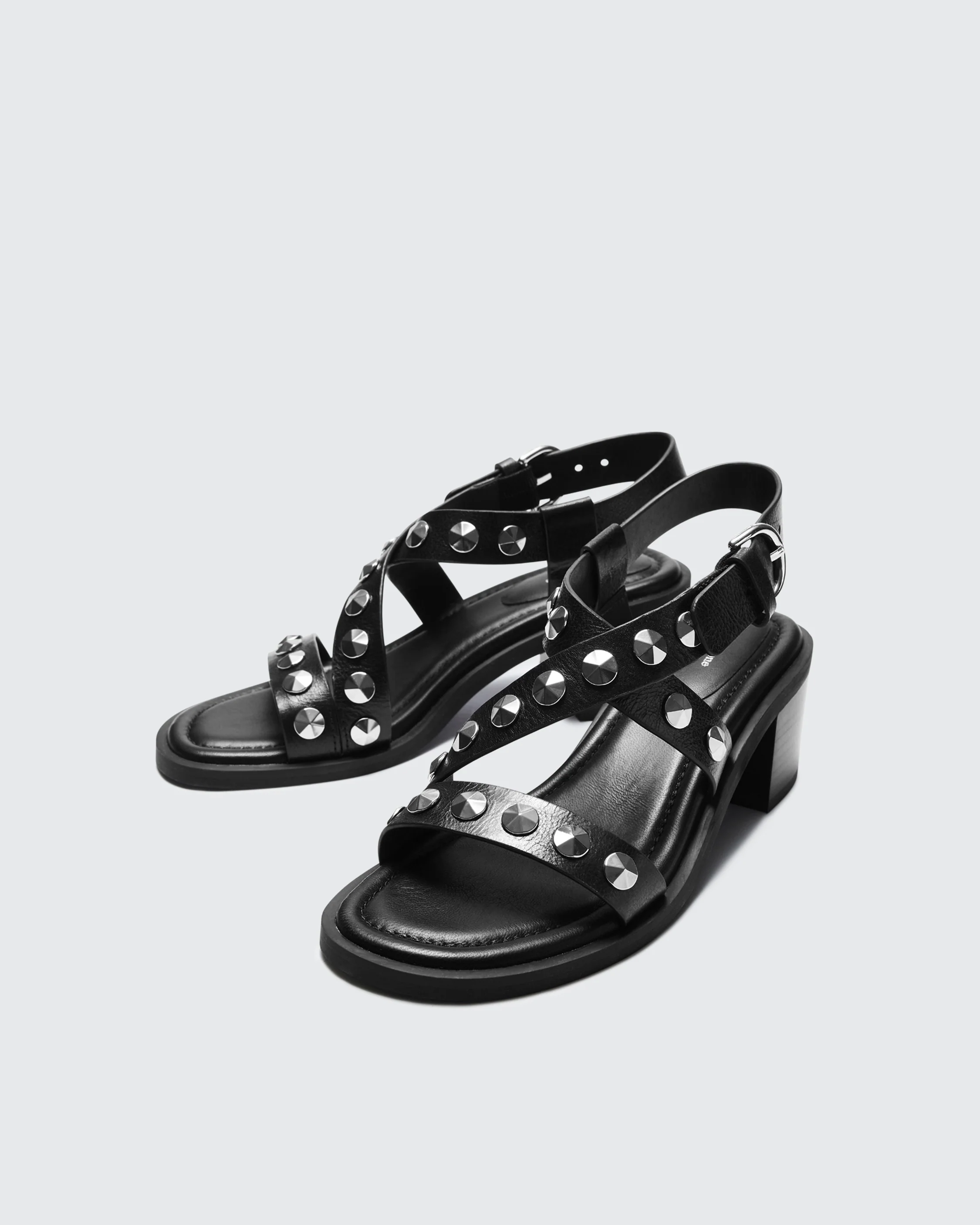 Geo Studded Leather Block Heel - Image 3