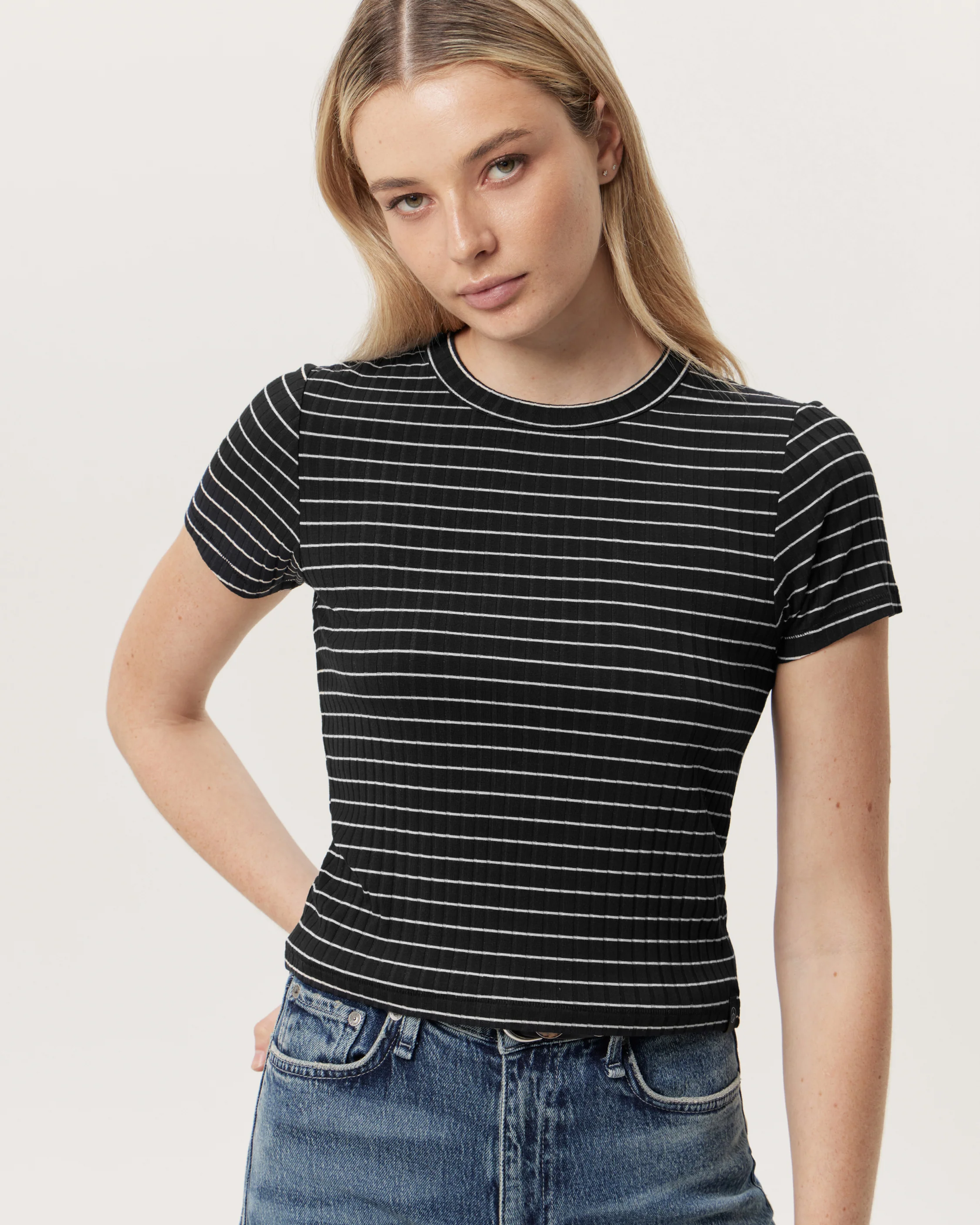 Luca Striped Ribbed-Knit Baby T-Shirt - Image 4