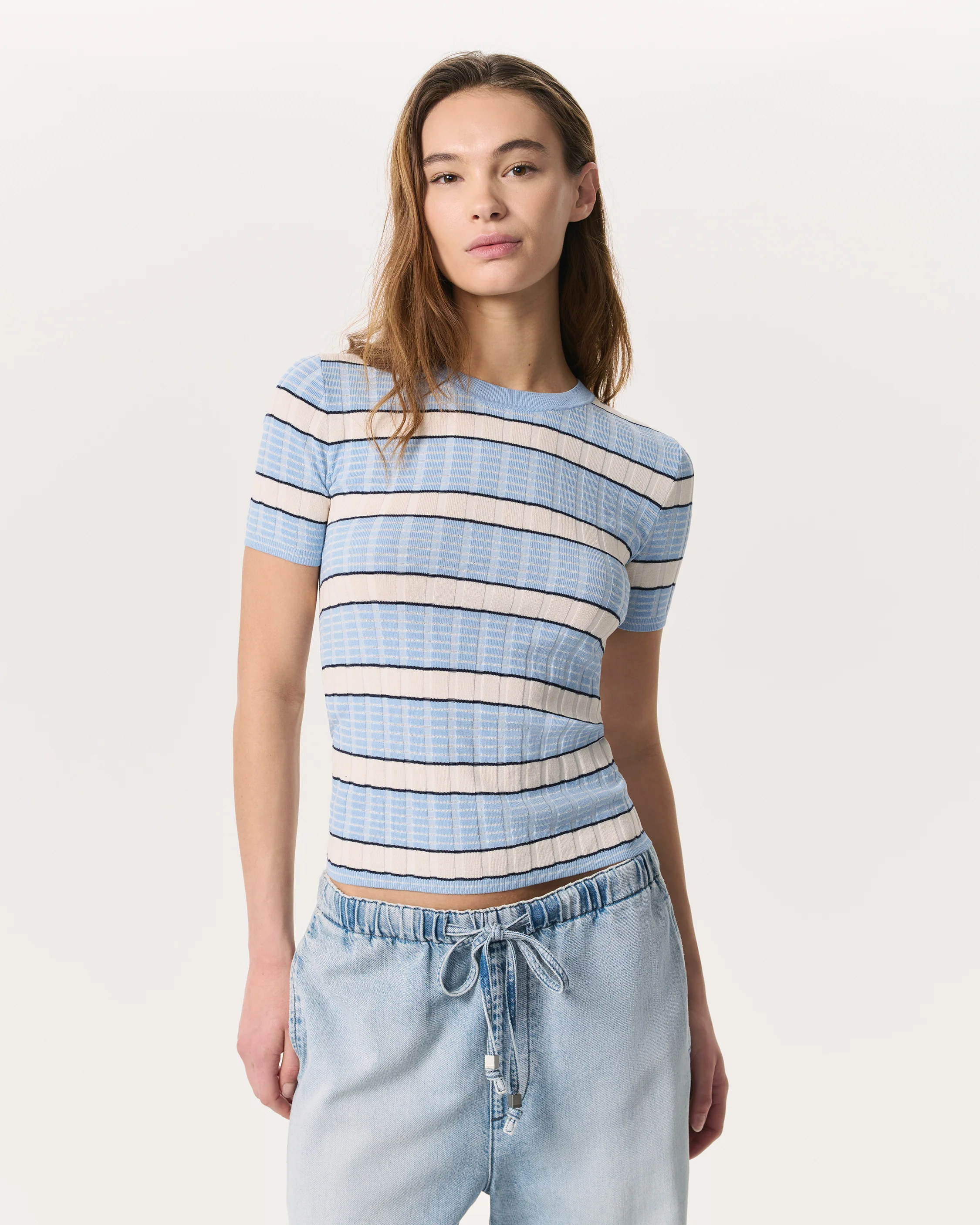 Eloise Striped Short-Sleeve Sweater