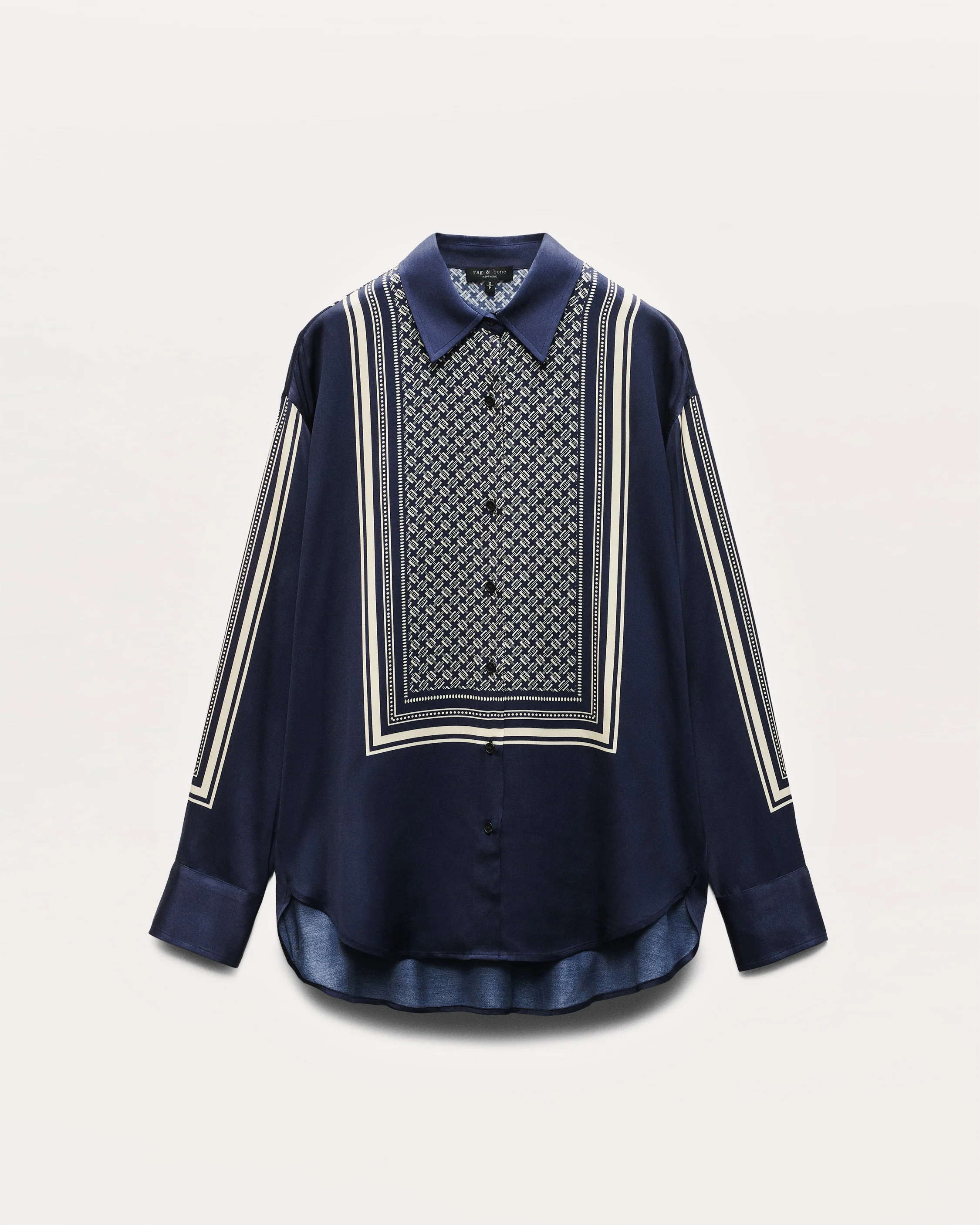 Jessica Scarf-Print Satin Shirt - Image 2