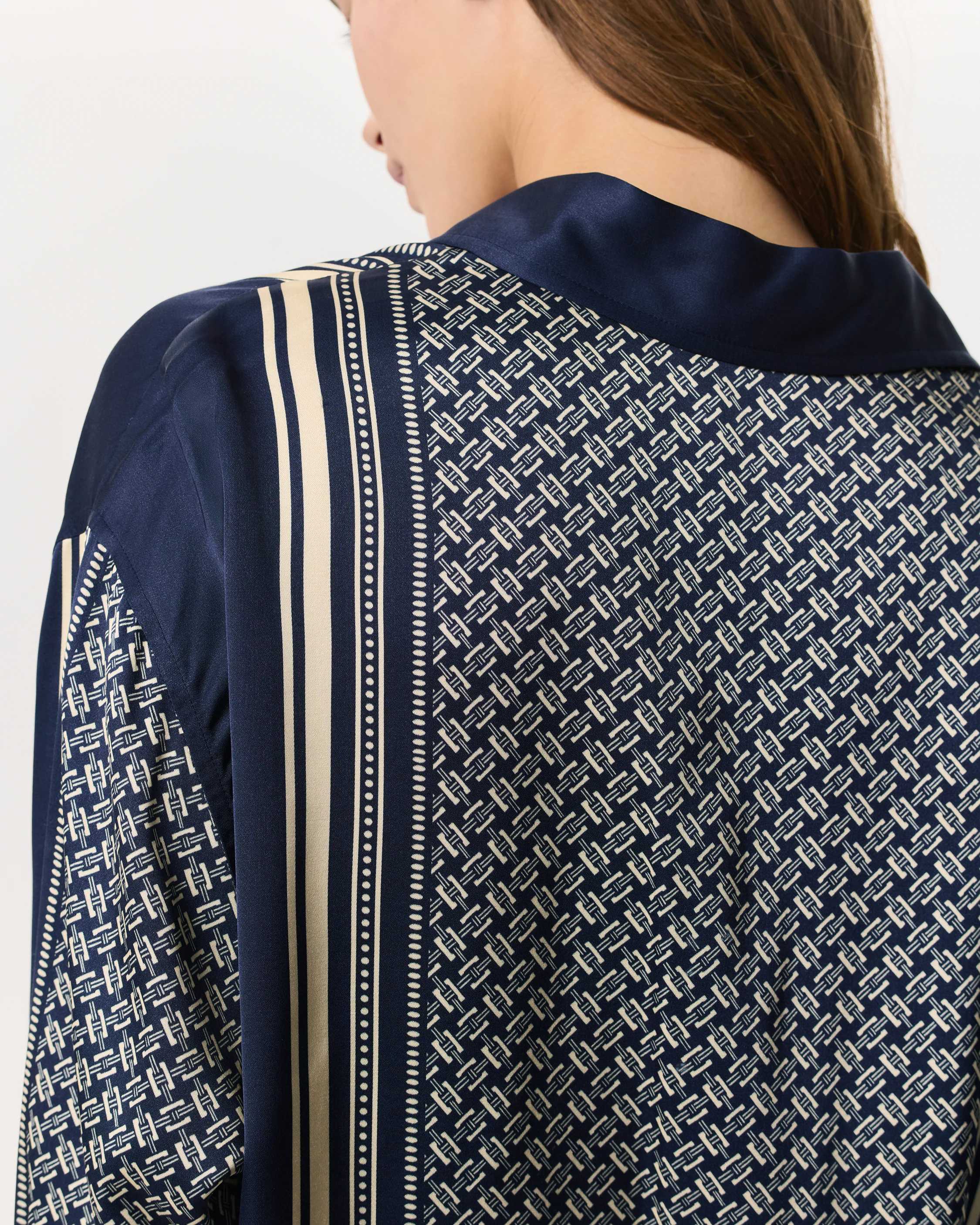 Jessica Scarf-Print Satin Shirt - Image 6