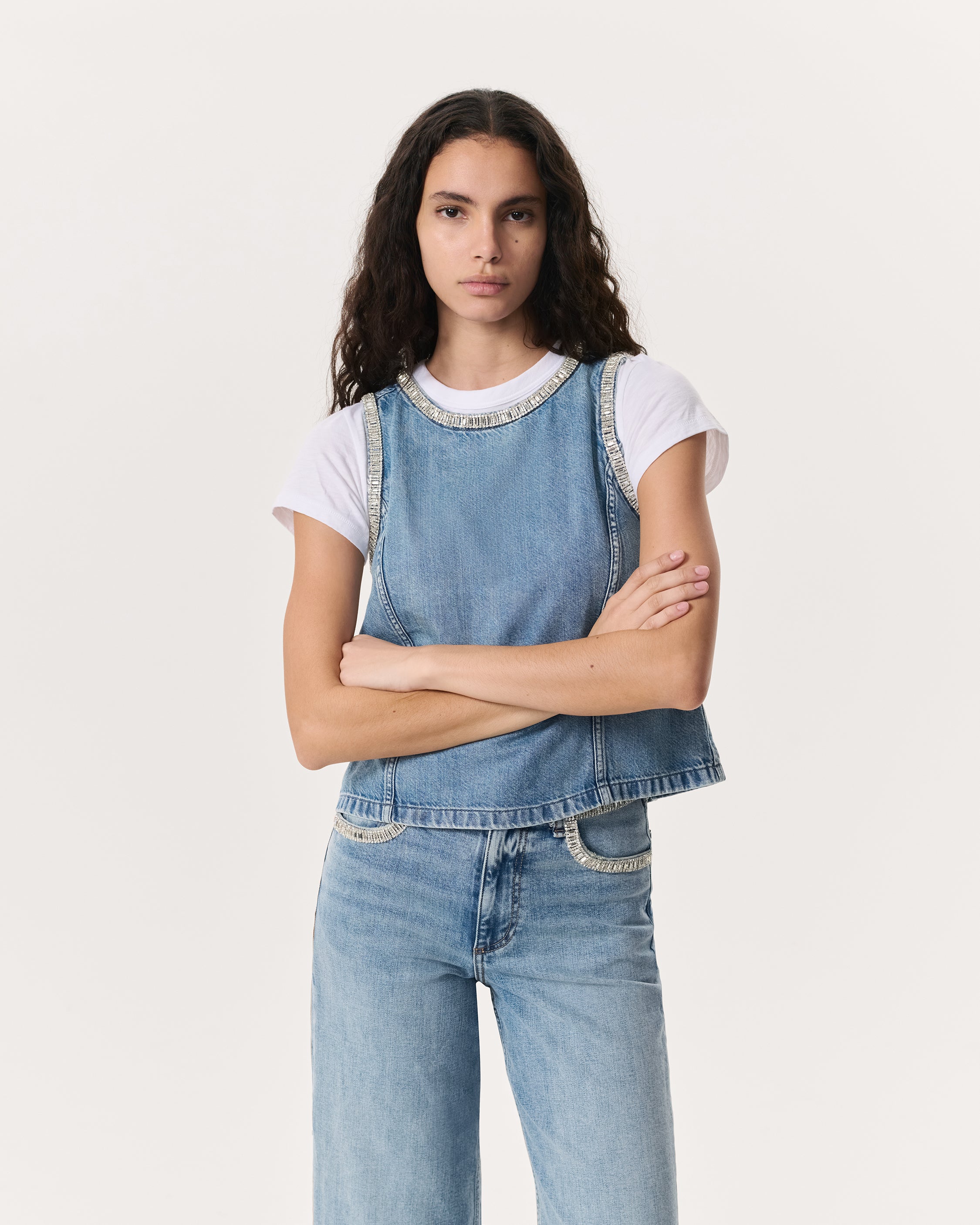 Ultra Featherweight Myla Embellished Denim Top