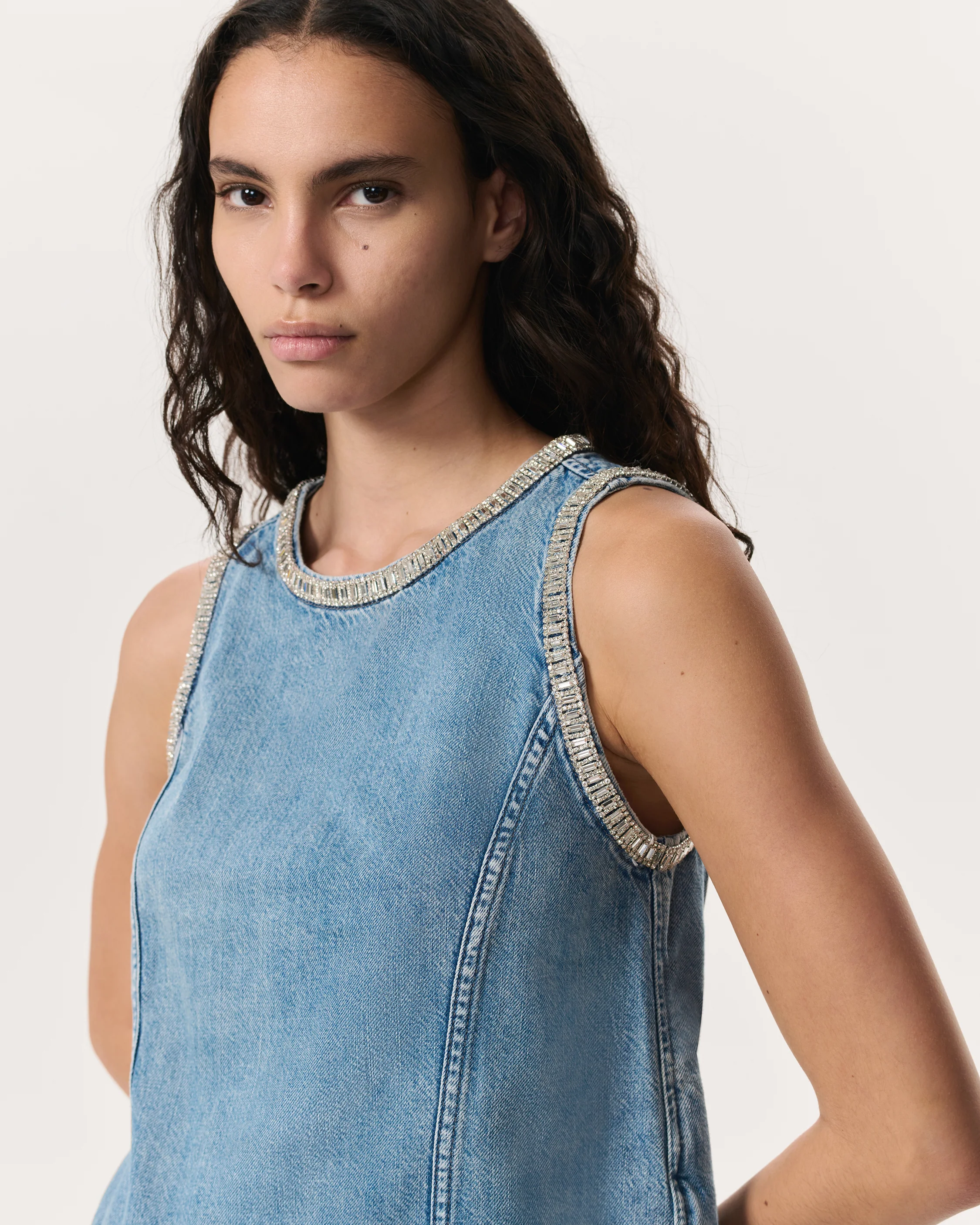 Ultra Featherweight Myla Embellished Denim Top - Image 3