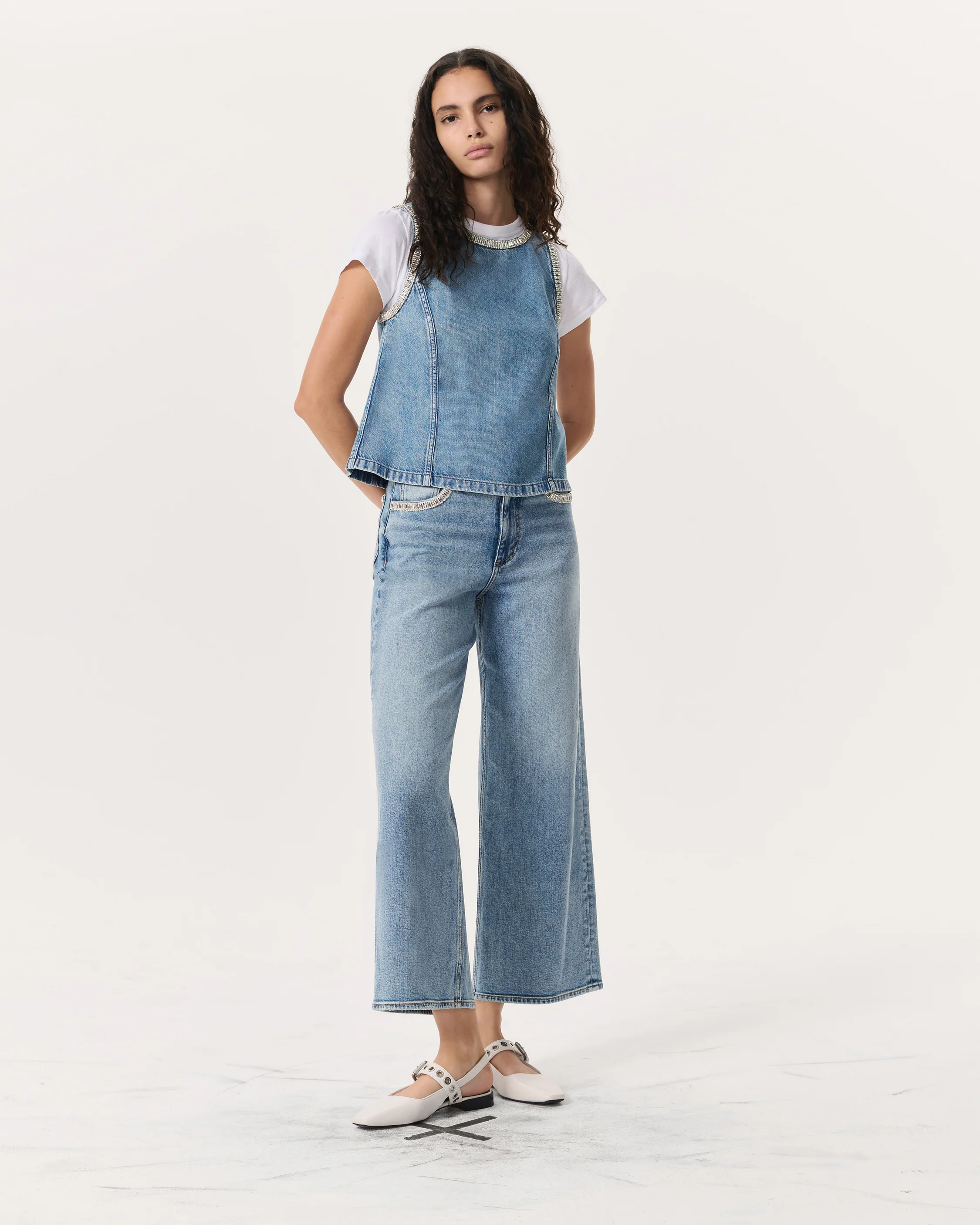 Ultra Featherweight Myla Embellished Denim Top - Image 4