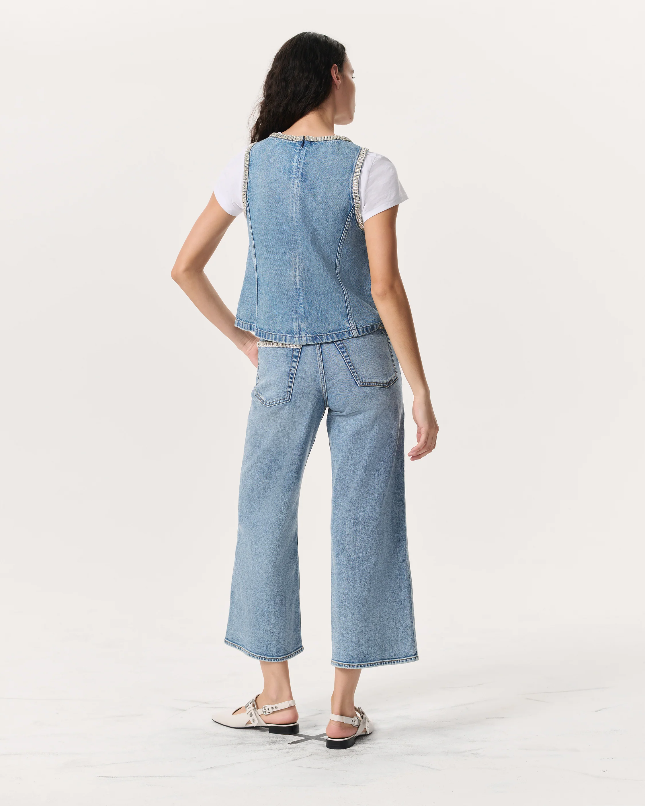 Ultra Featherweight Myla Embellished Denim Top - Image 5