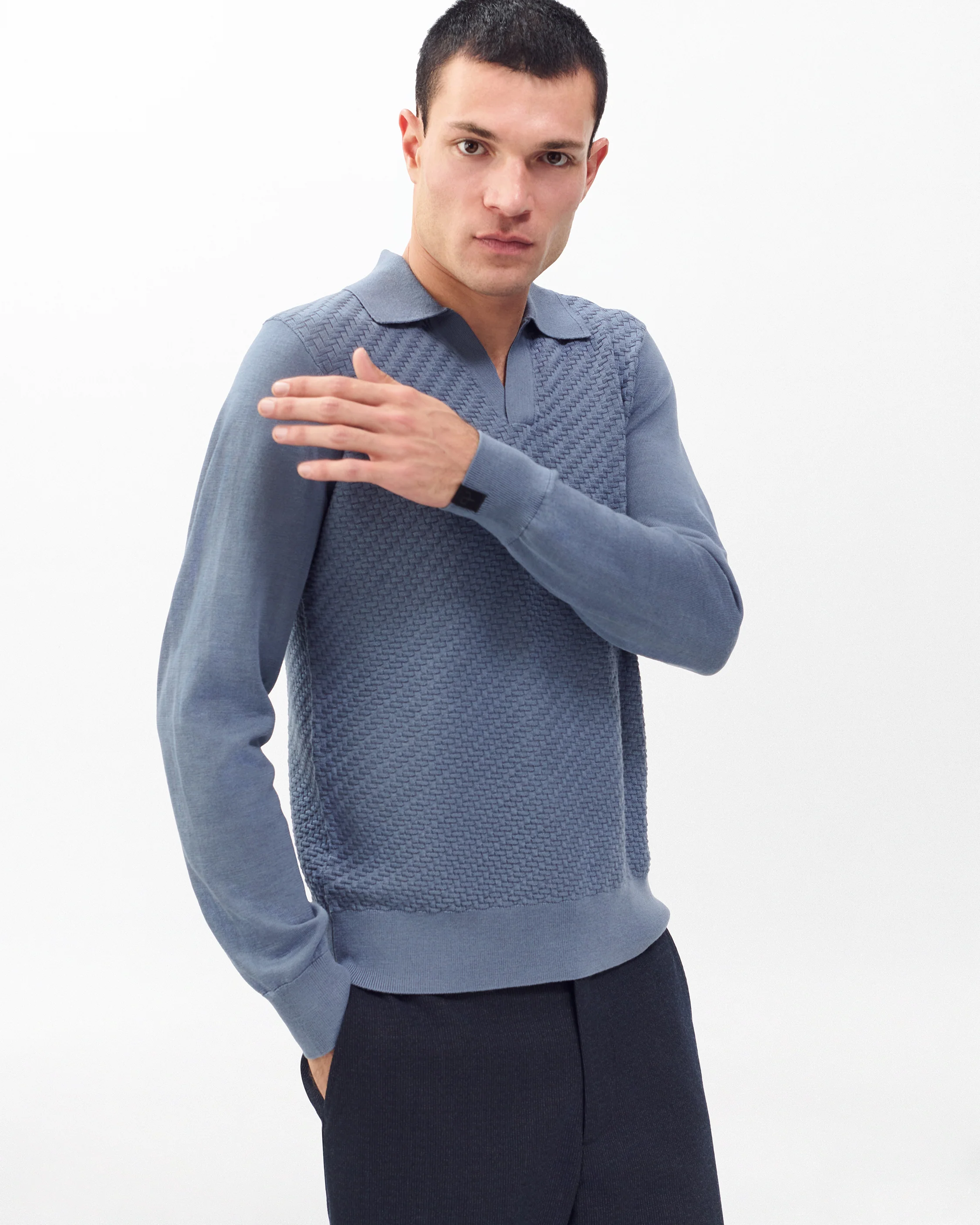 Charles Johnny Collar Wool Polo