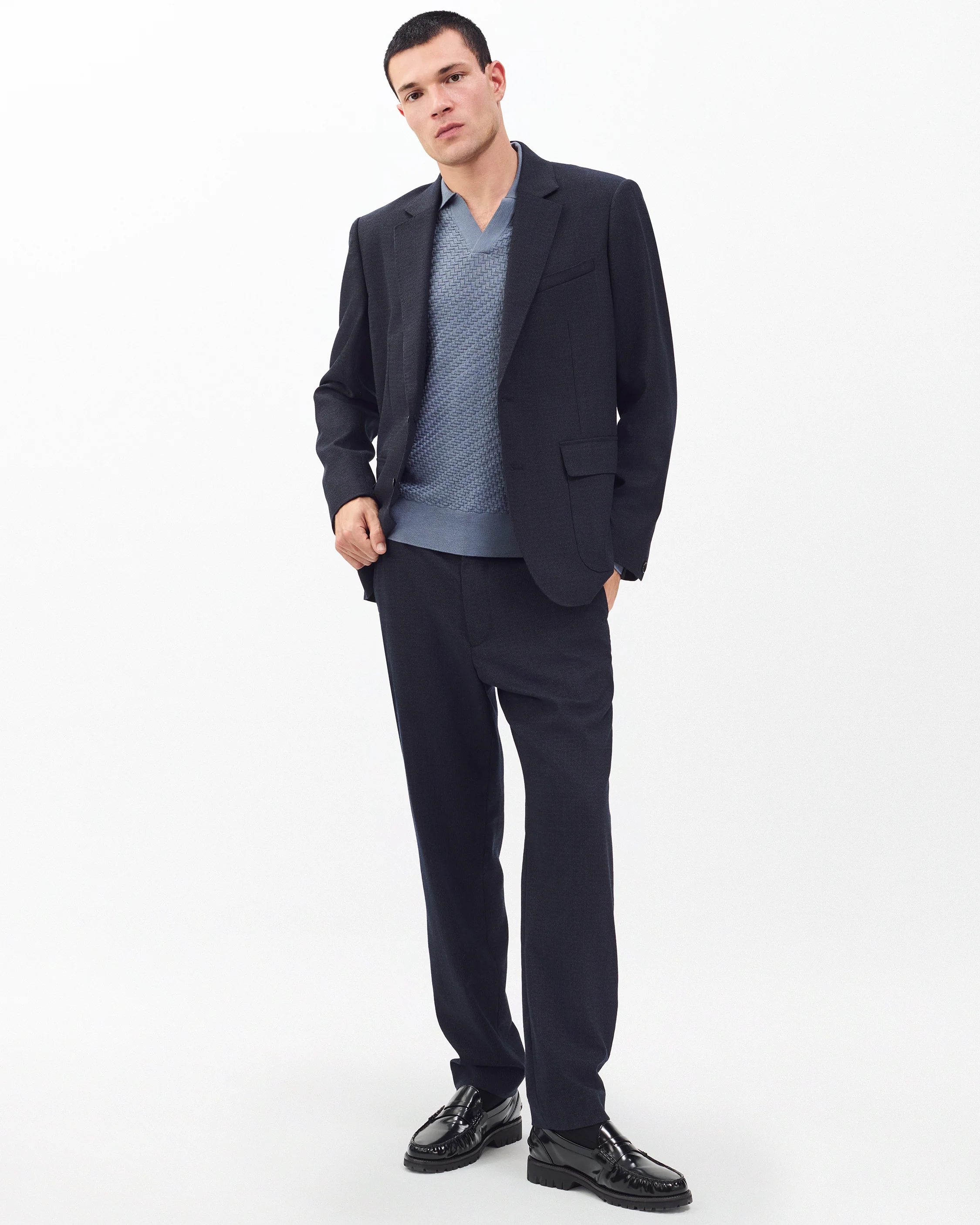 Charles Johnny Collar Wool Polo - Image 3