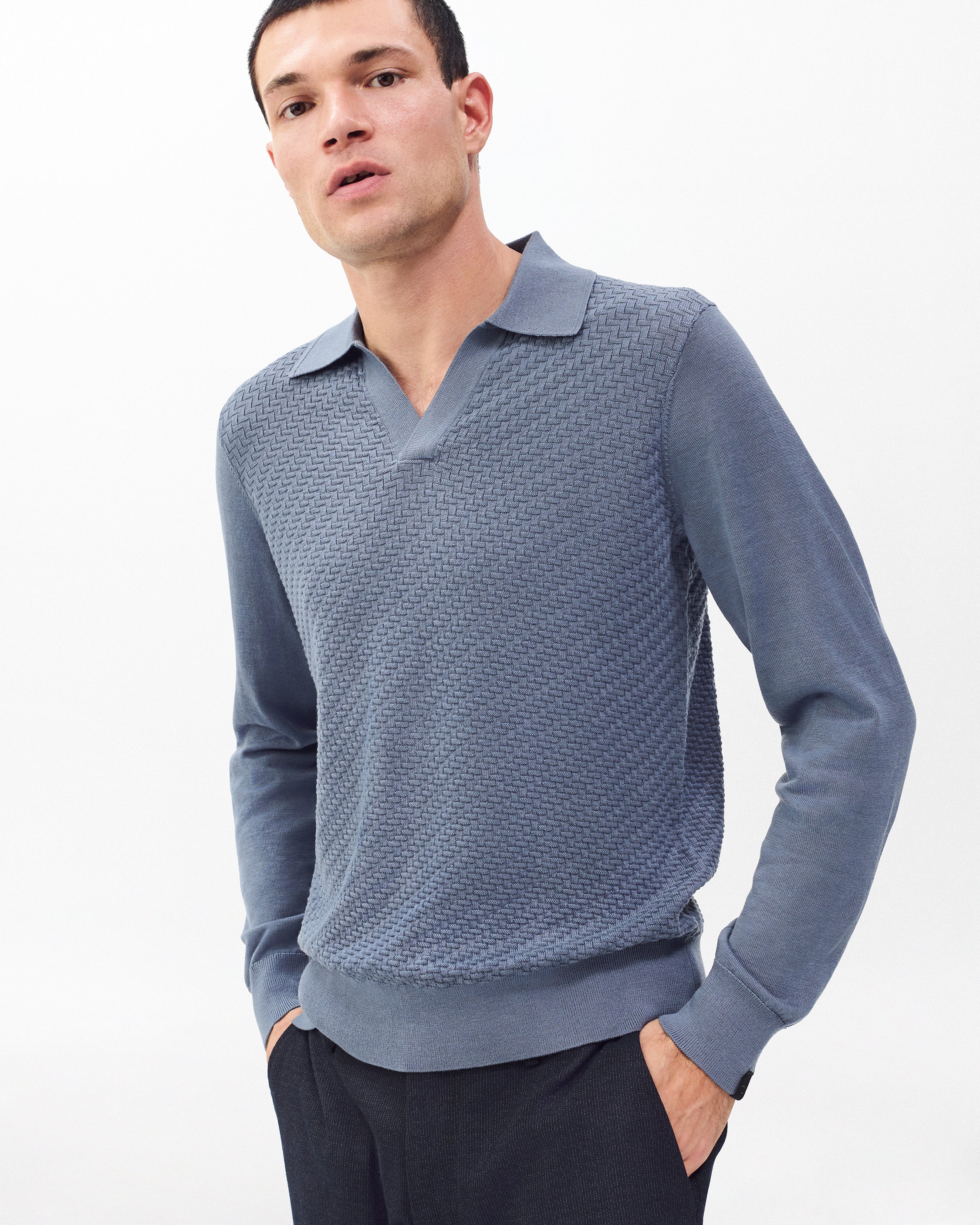 Charles Johnny Collar Wool Polo - Image 4