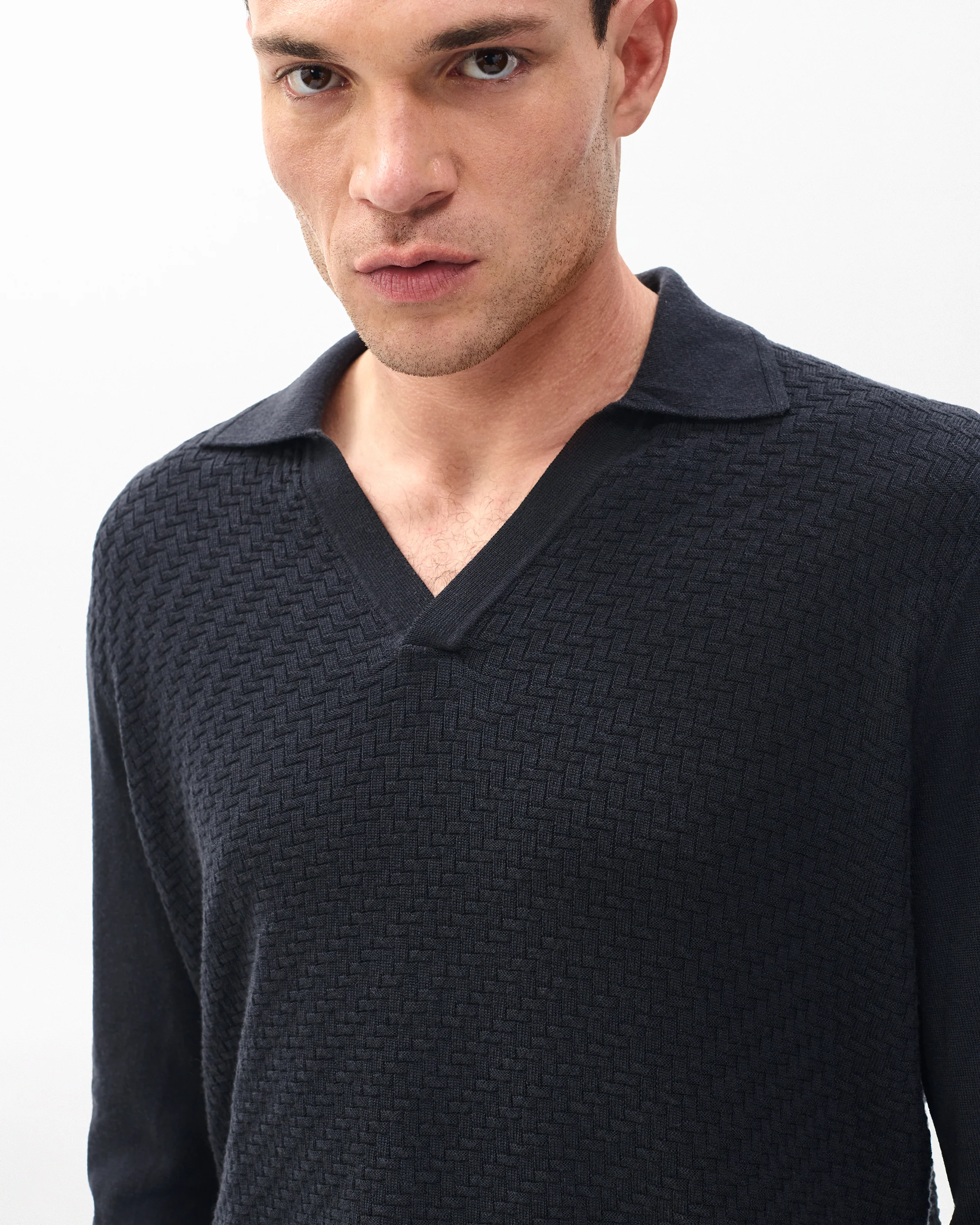 Charles Johnny Collar Wool Polo - Image 4