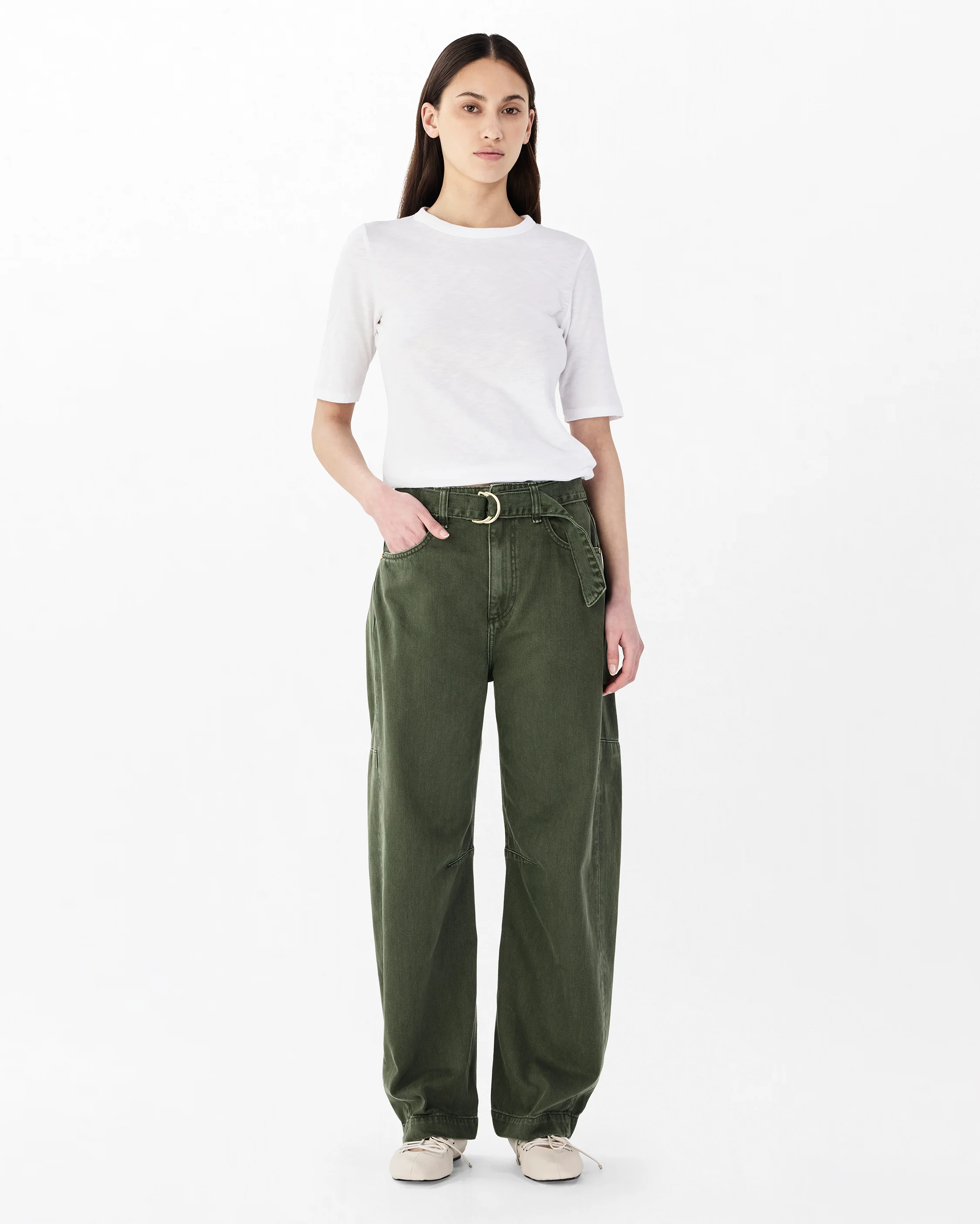 Charlie Belted Barrel Jeans