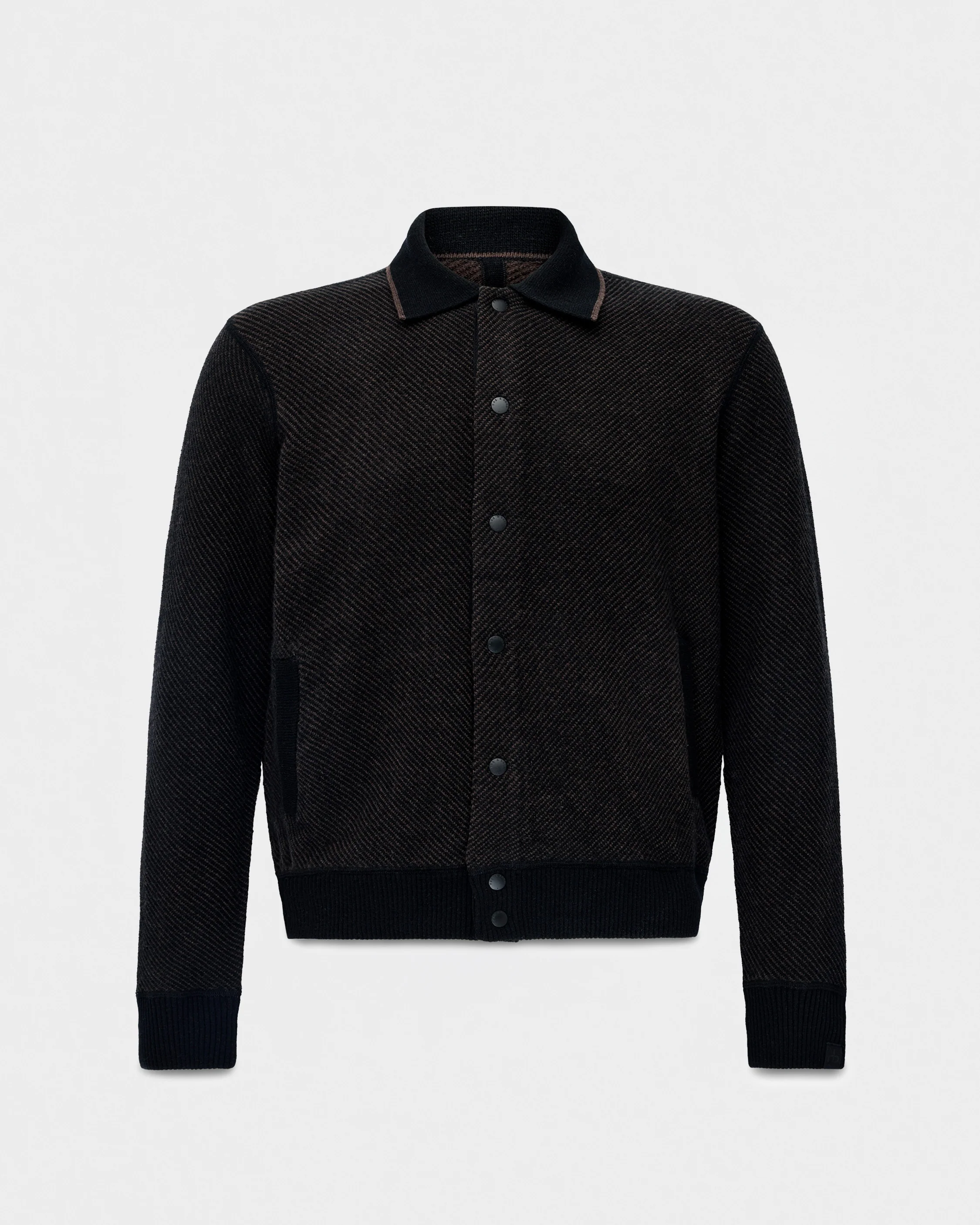Chevron Wool Knit Bomber Jacket - Image 2