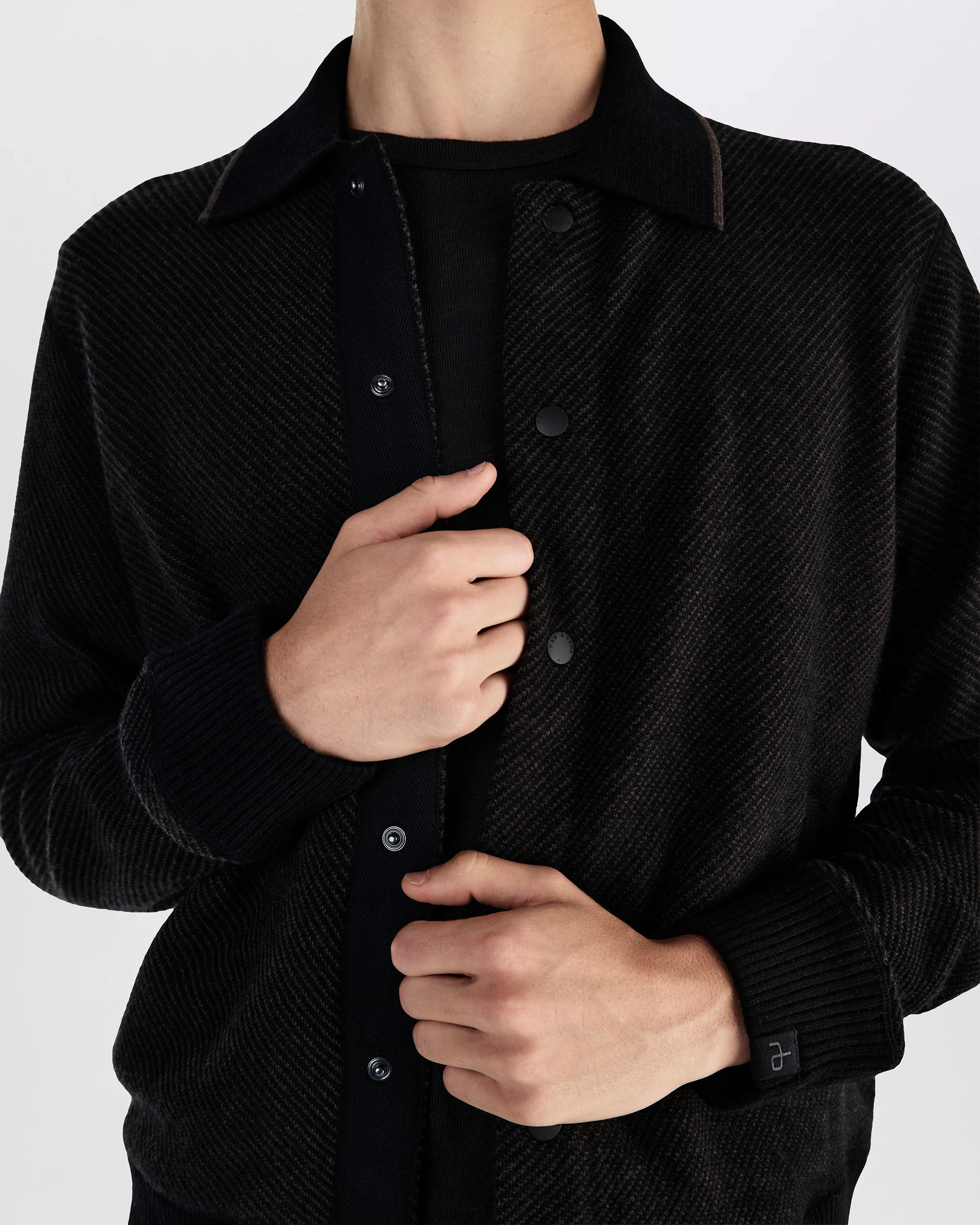 Chevron Wool Knit Bomber Jacket - Image 5