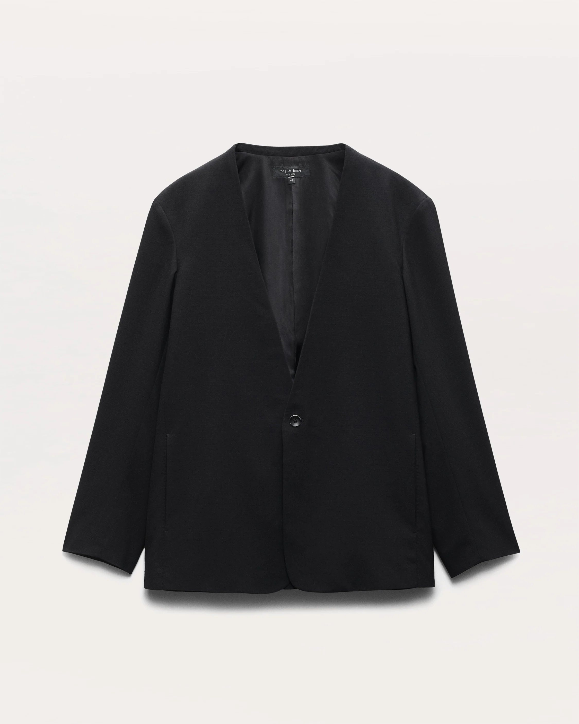 Collarless Wool-Blend Ripstop Blazer - Image 2