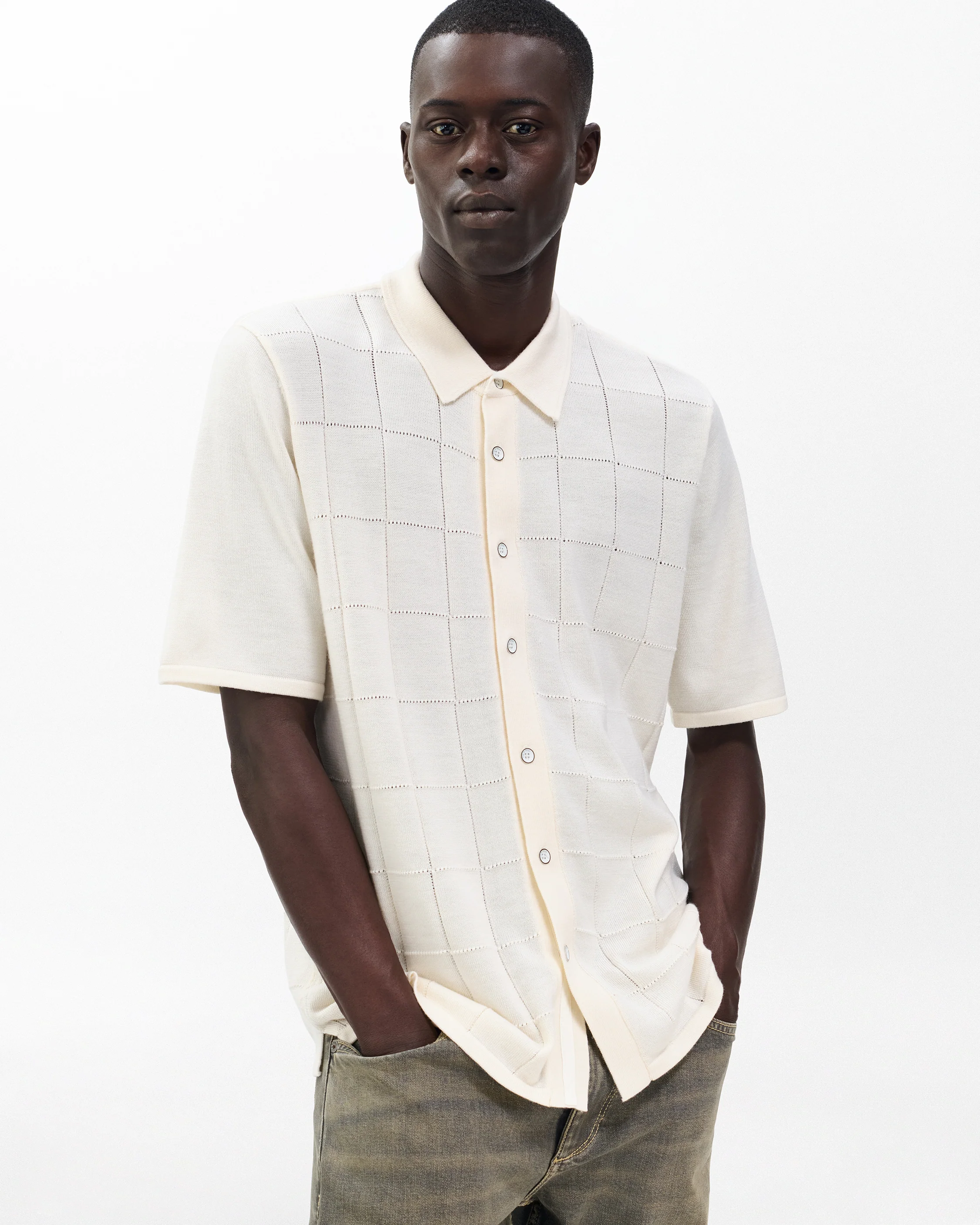 Dalton Windowpane Knit Shirt