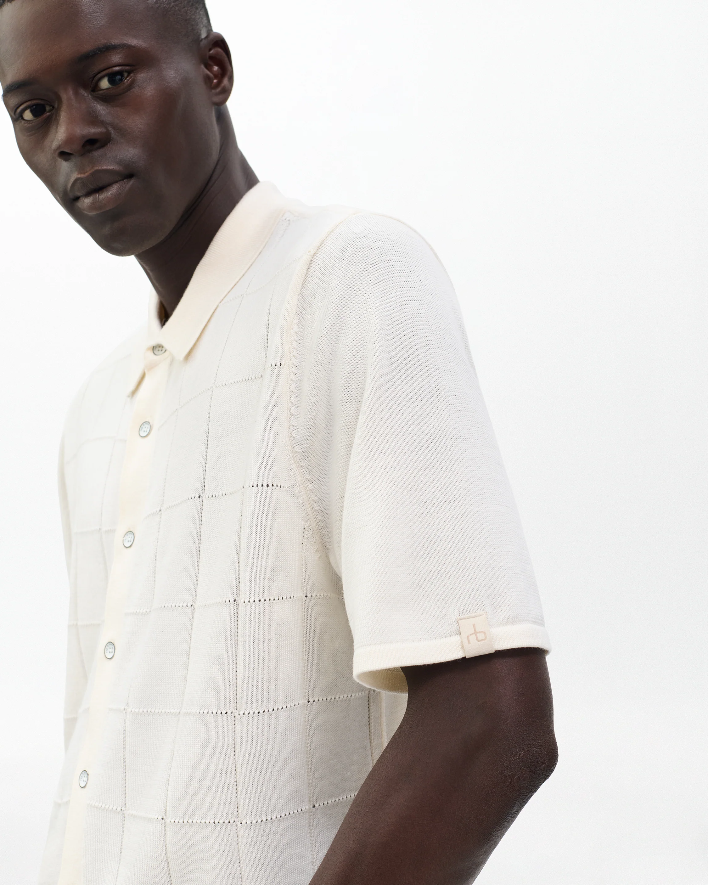 Dalton Windowpane Knit Shirt - Image 4
