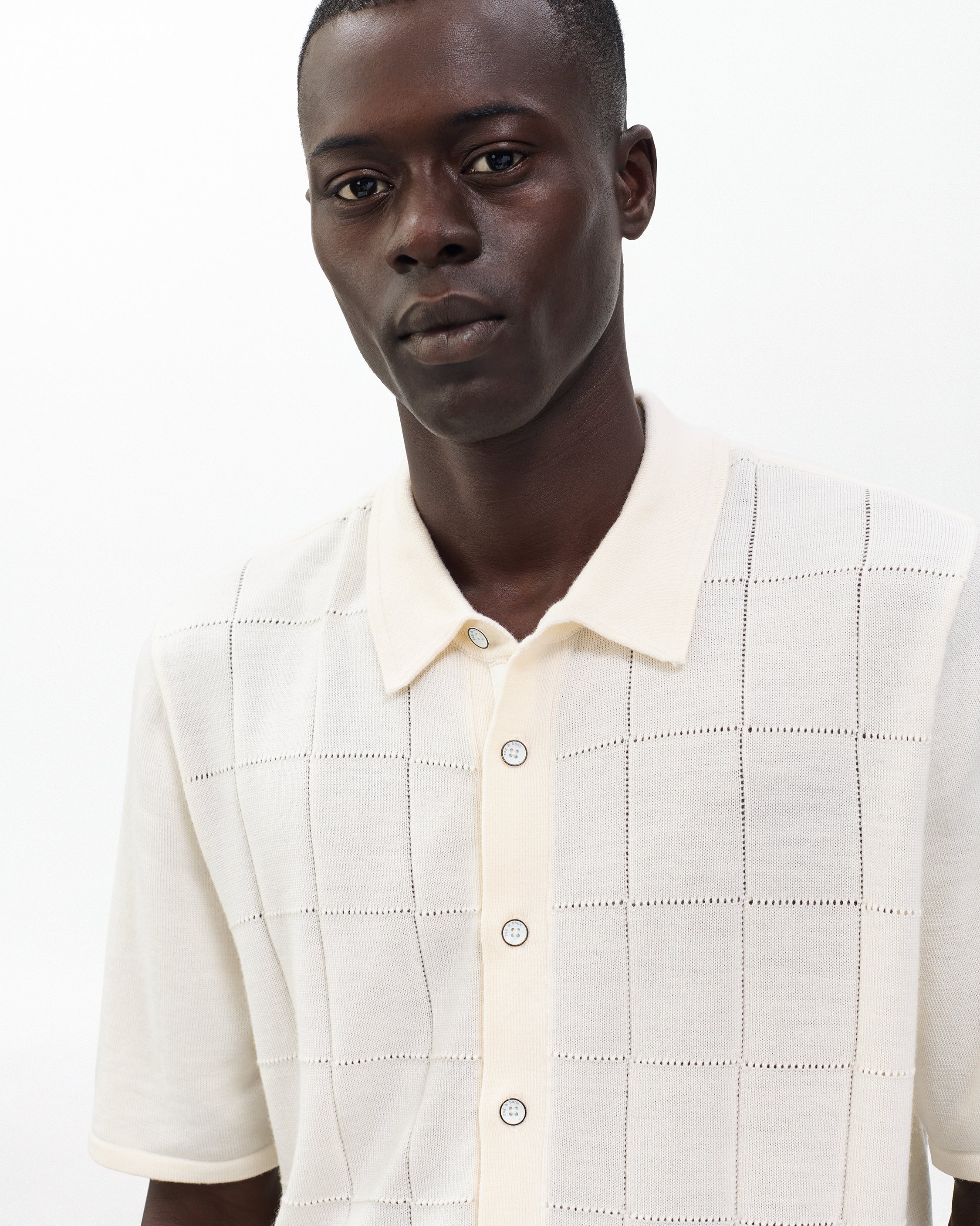 Dalton Windowpane Knit Shirt - Image 5