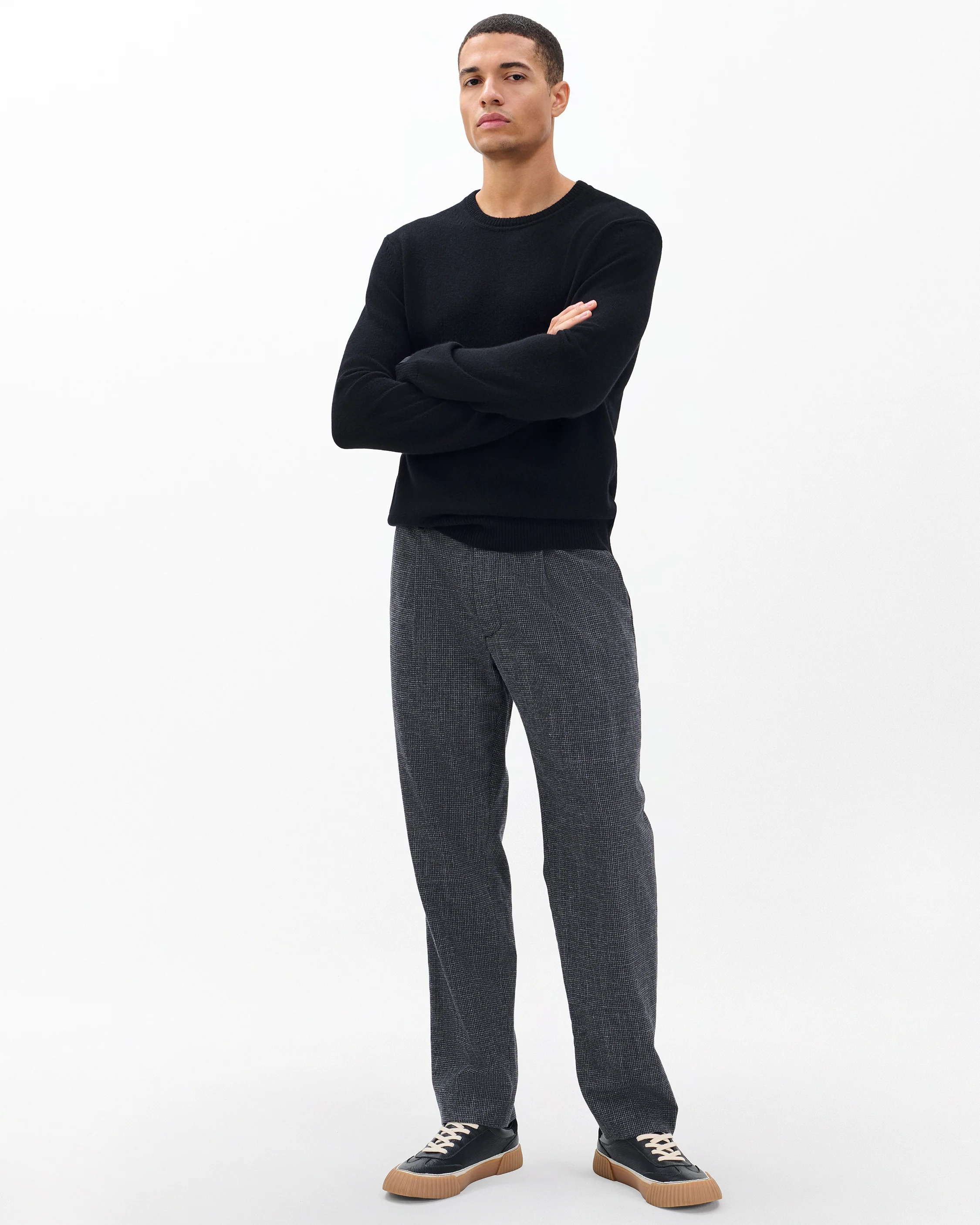 Evan Pleated Italian Houndstooth Trousers
