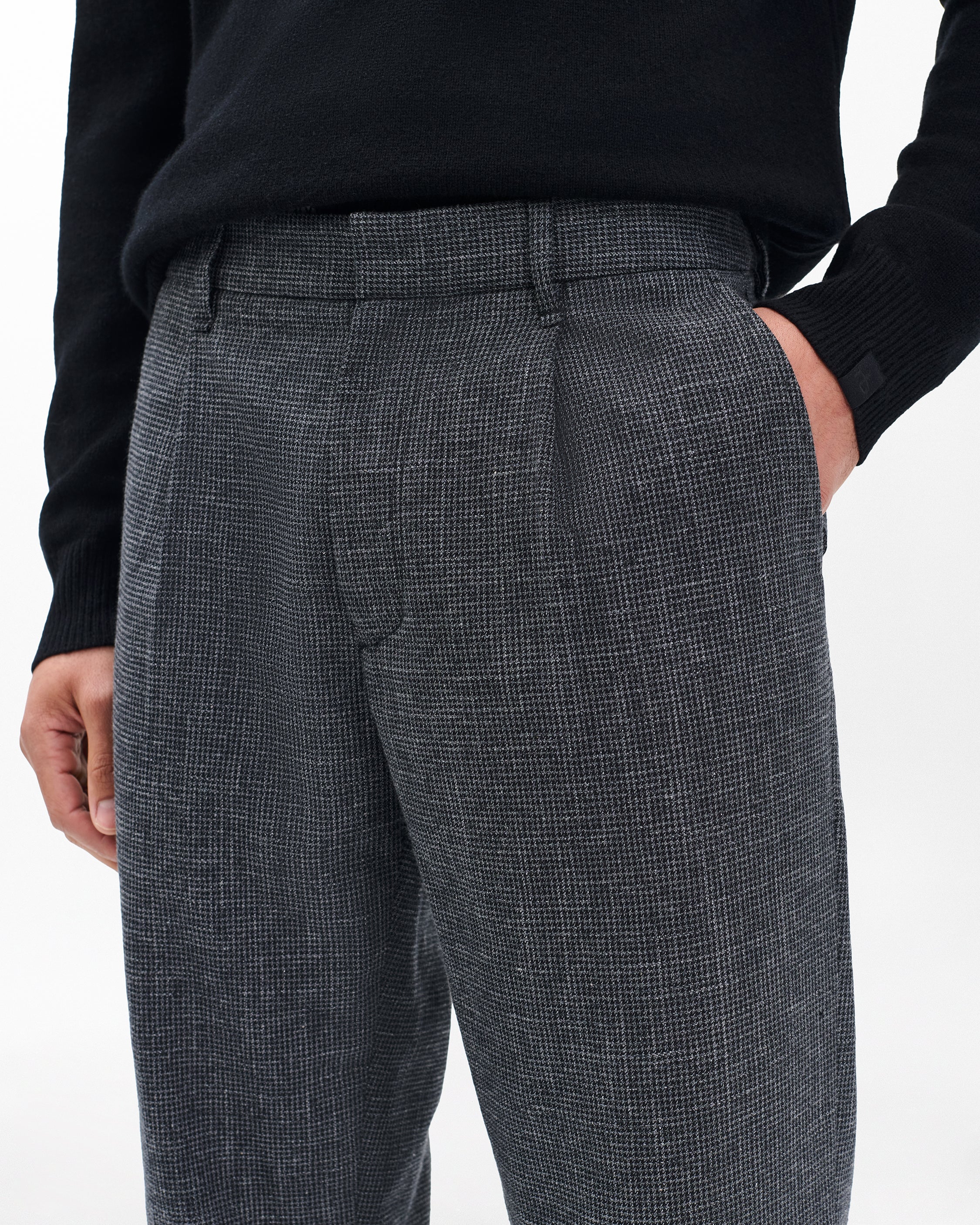 Evan Pleated Italian Houndstooth Trousers - Image 4