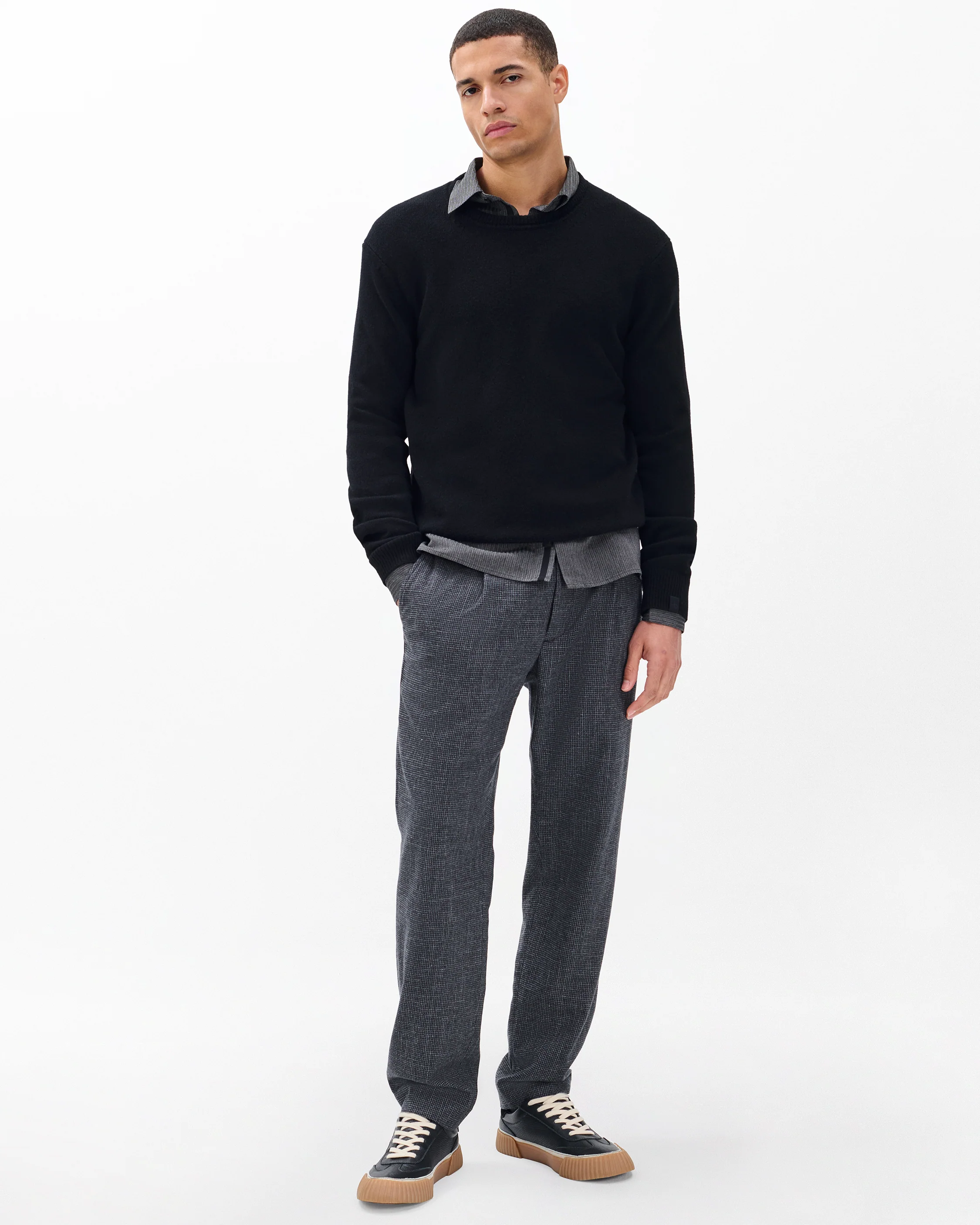 Evan Pleated Italian Houndstooth Trousers - Image 5