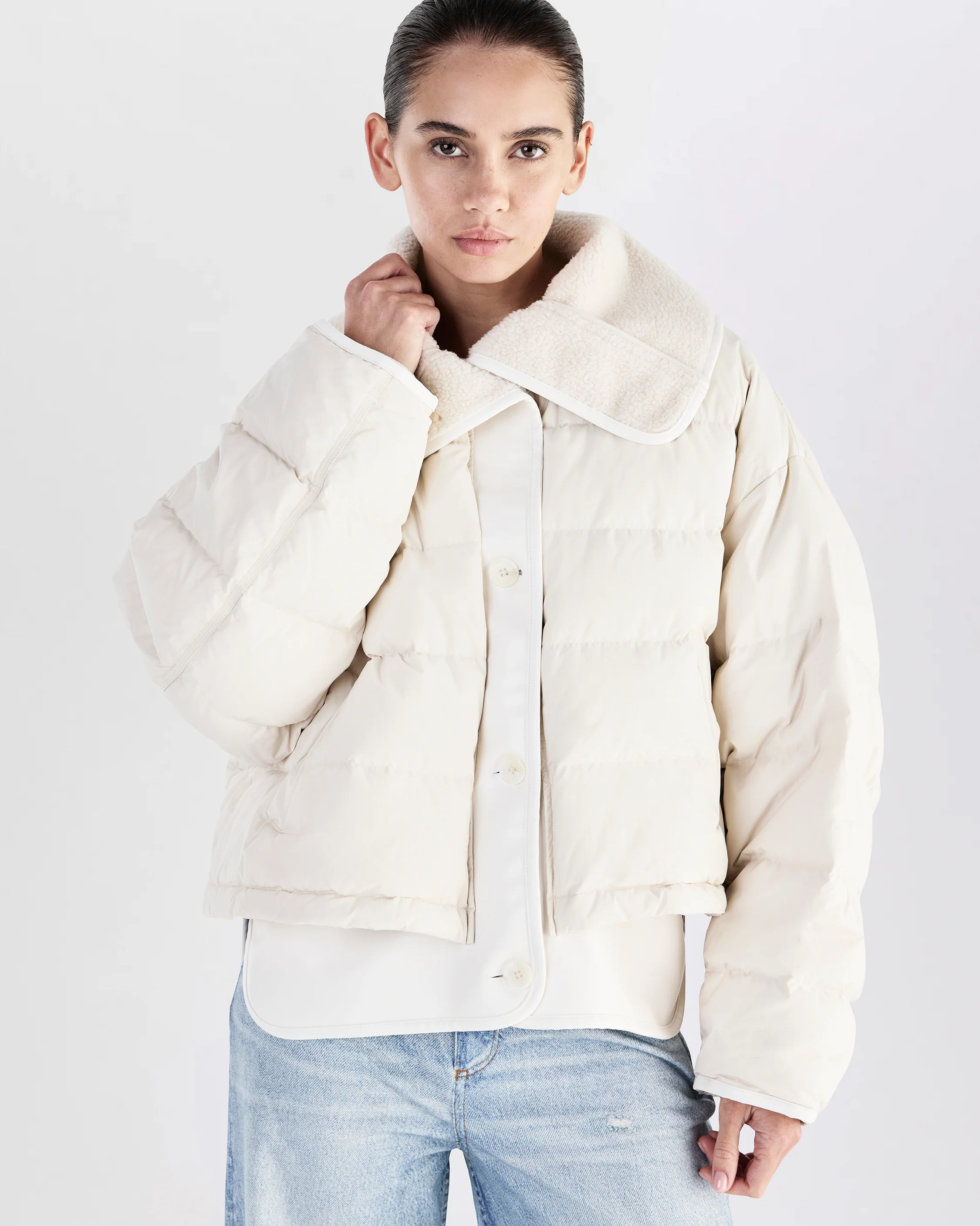 Gloria Mixed-Media Puffer Jacket