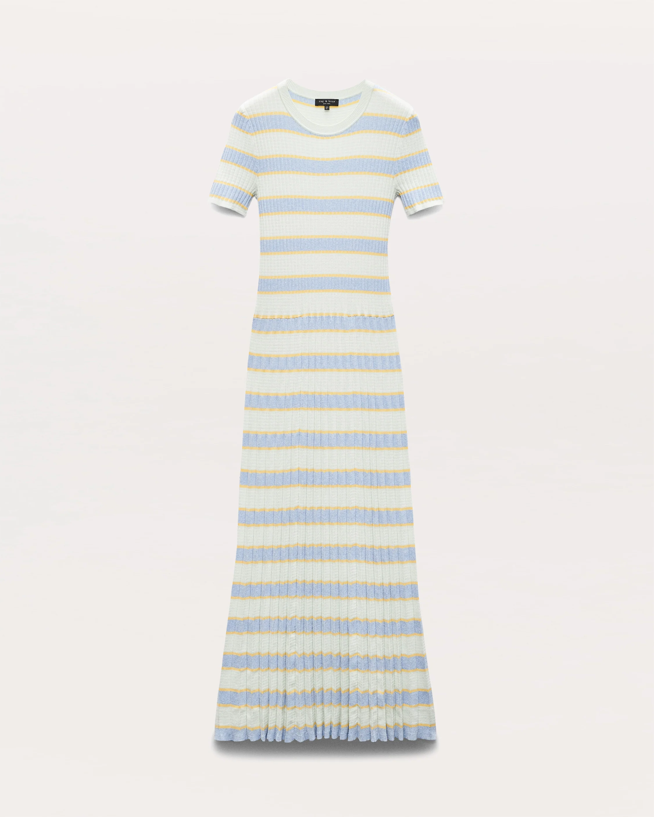 Eloise Striped Rib-Knit Pleated Midi Dress - Image 2