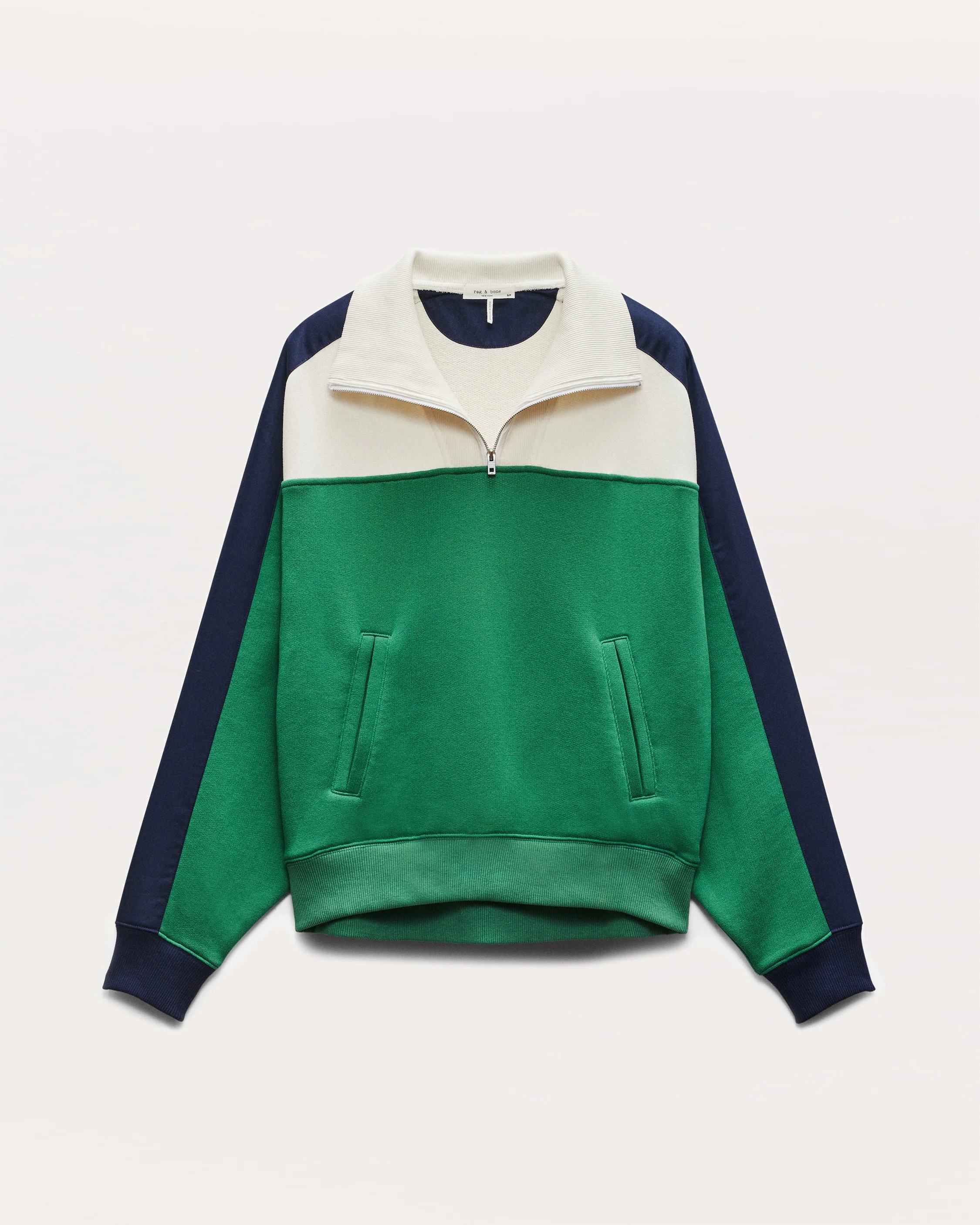 Colour-Blocked Vintage Terry Half-Zip Sweatshirt - Image 2