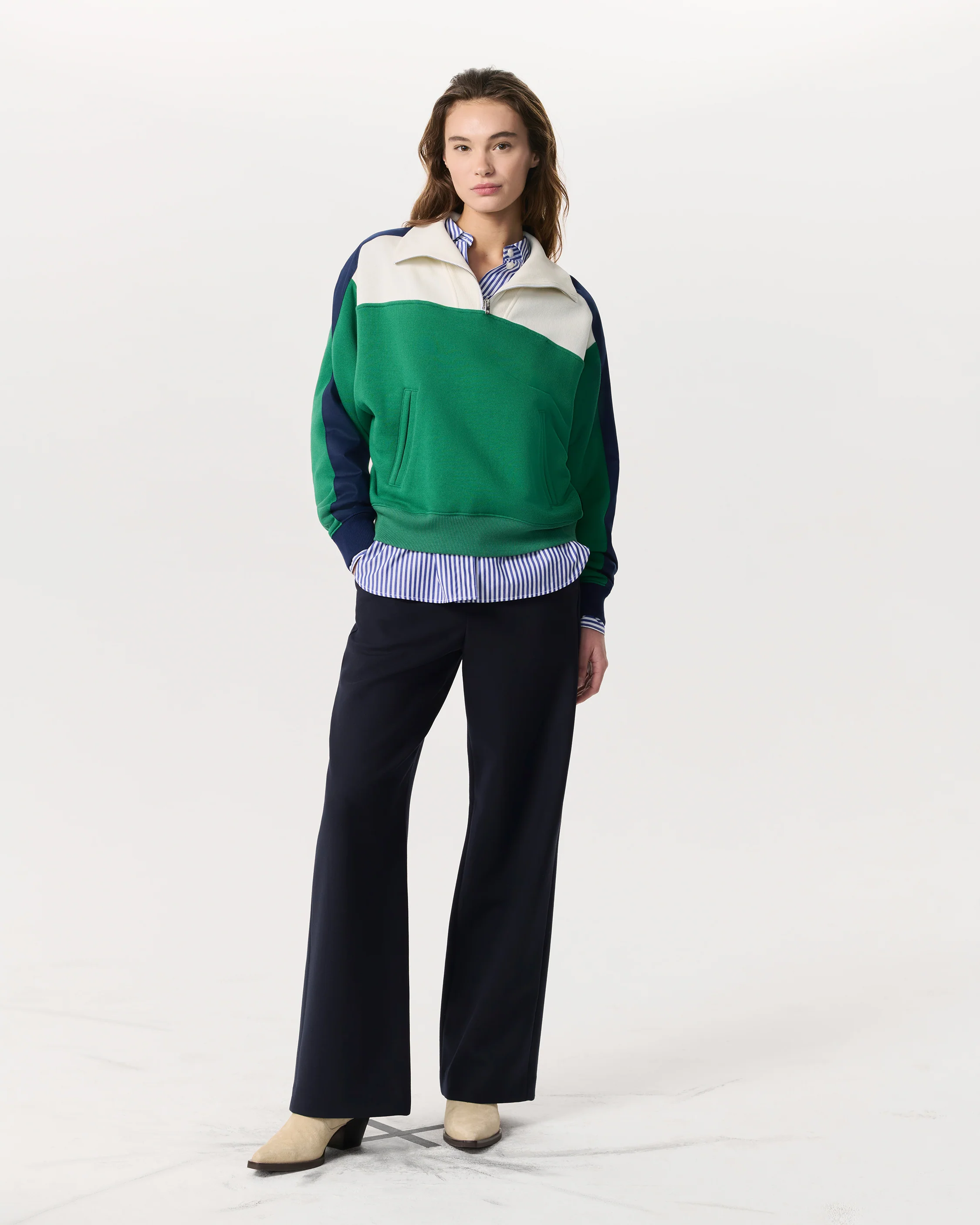 Colour-Blocked Vintage Terry Half-Zip Sweatshirt - Image 4