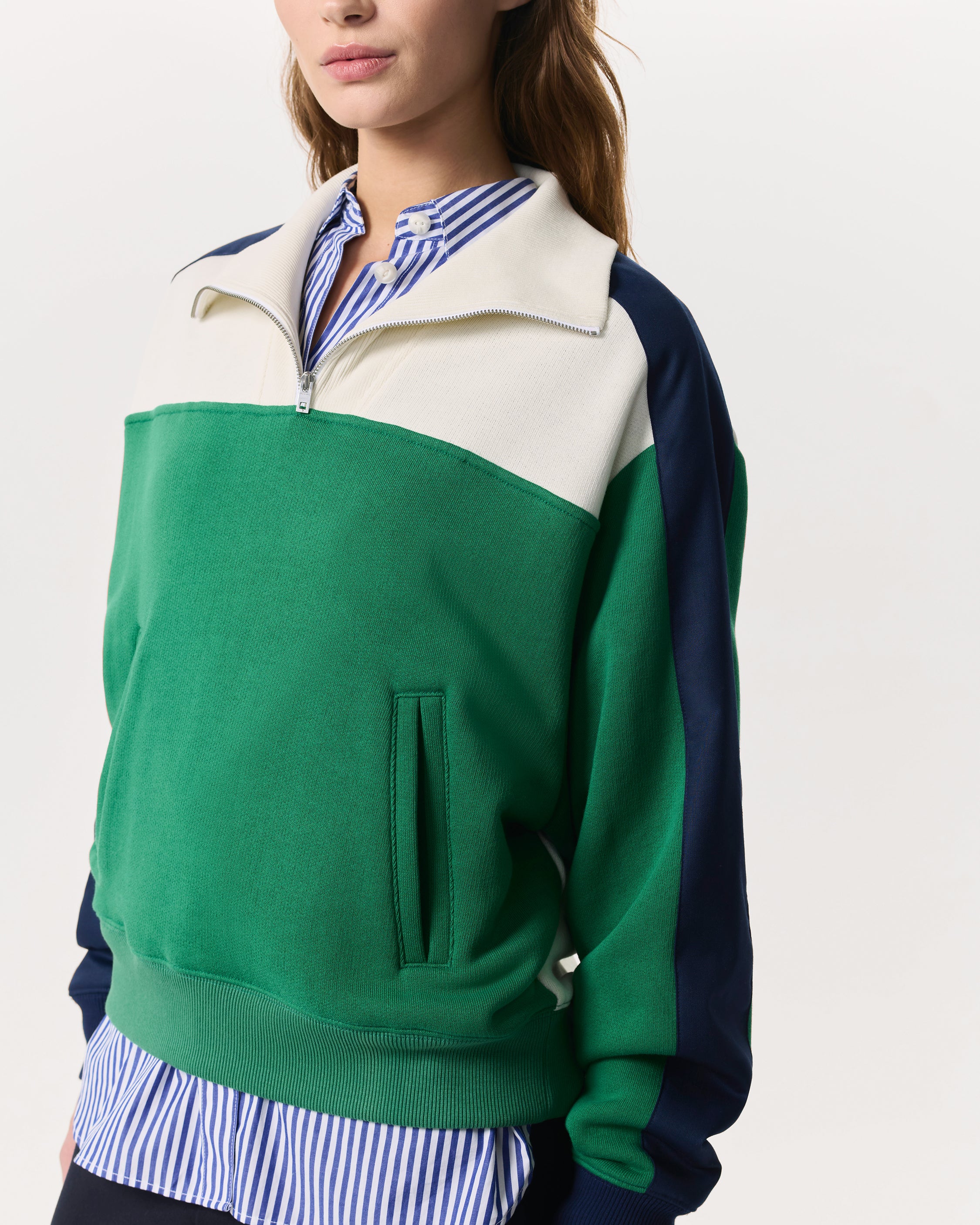 Colour-Blocked Vintage Terry Half-Zip Sweatshirt - Image 6