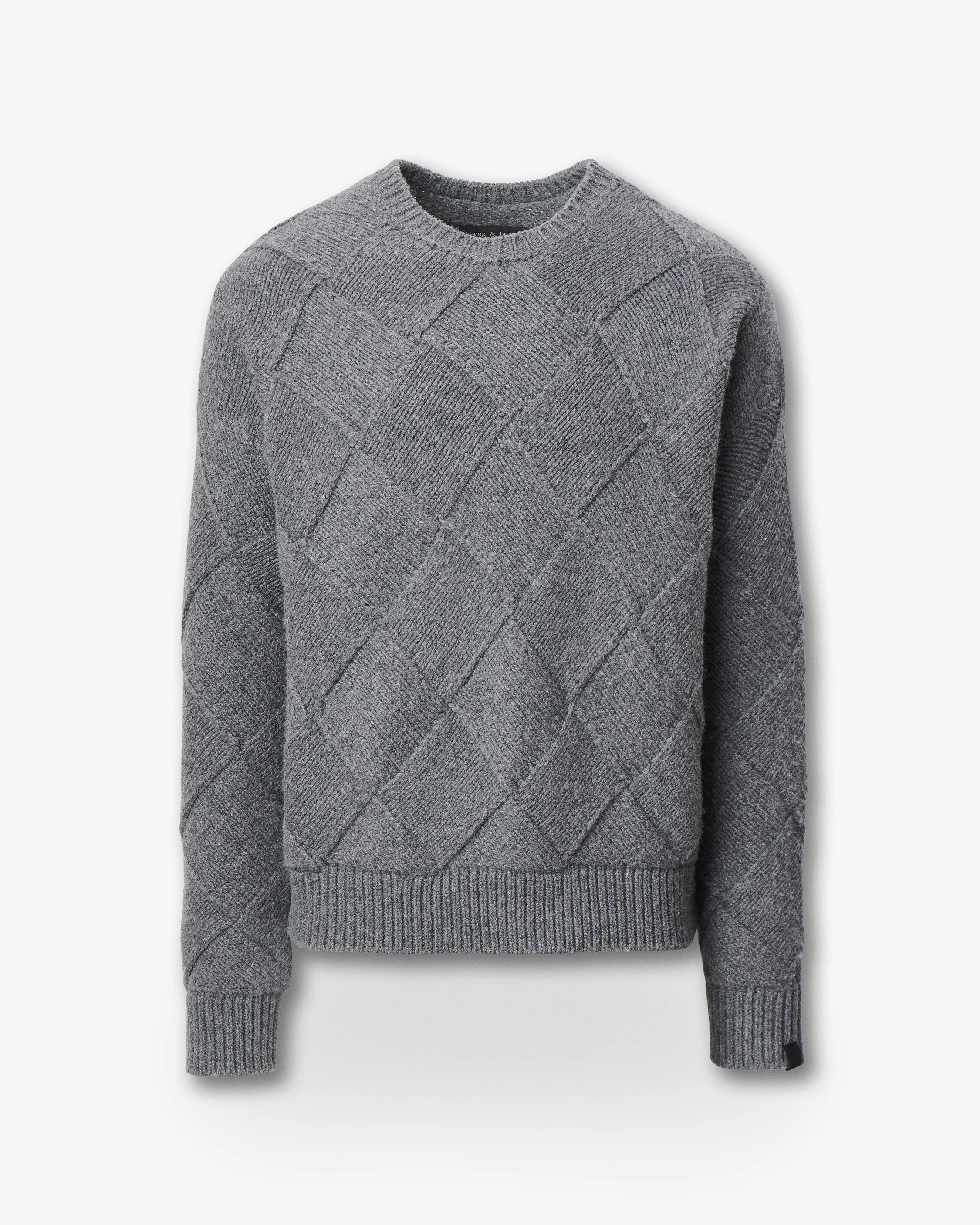 Hand-Knit Entrelac Wool Sweater - Image 2