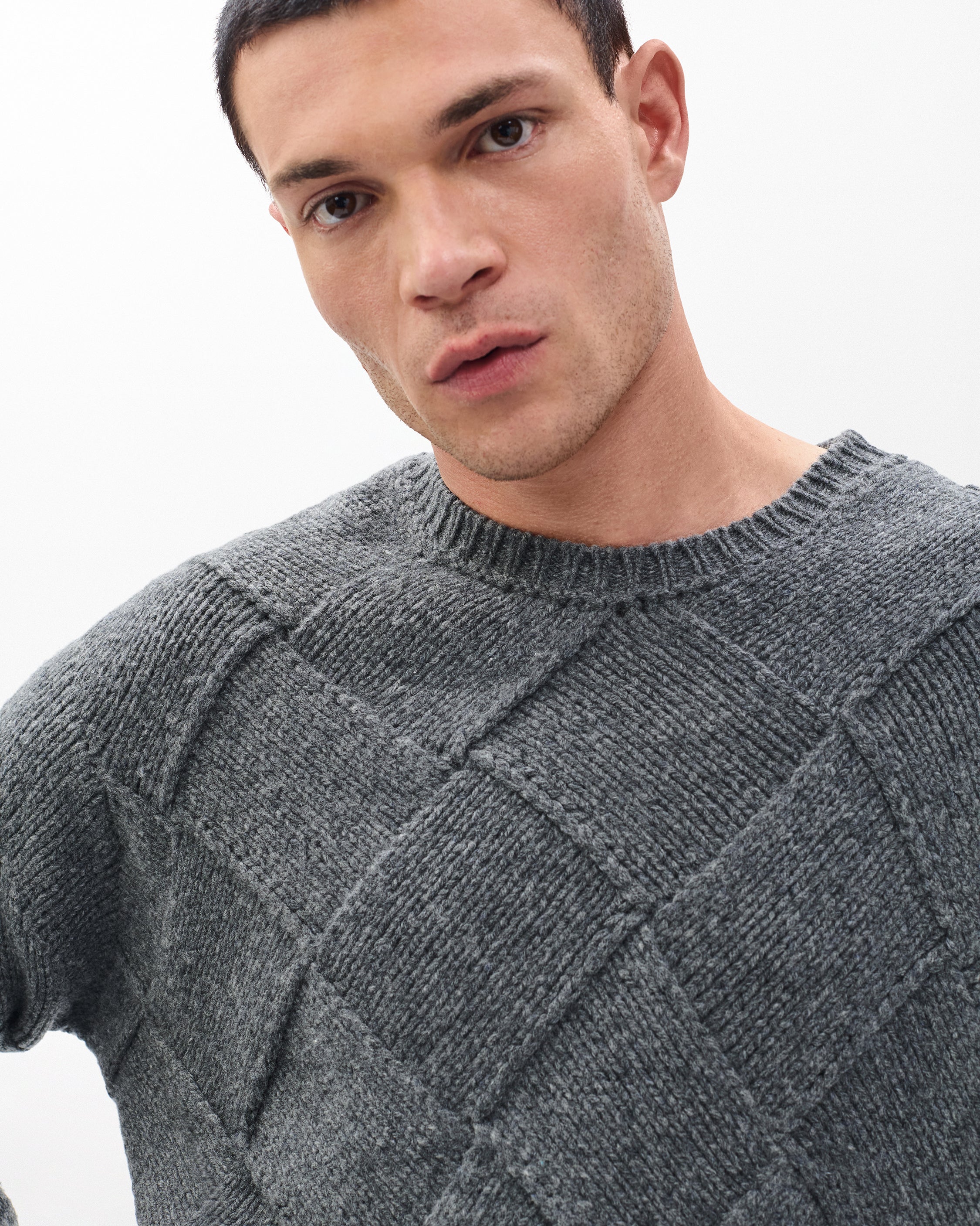 Hand-Knit Entrelac Wool Sweater - Image 5