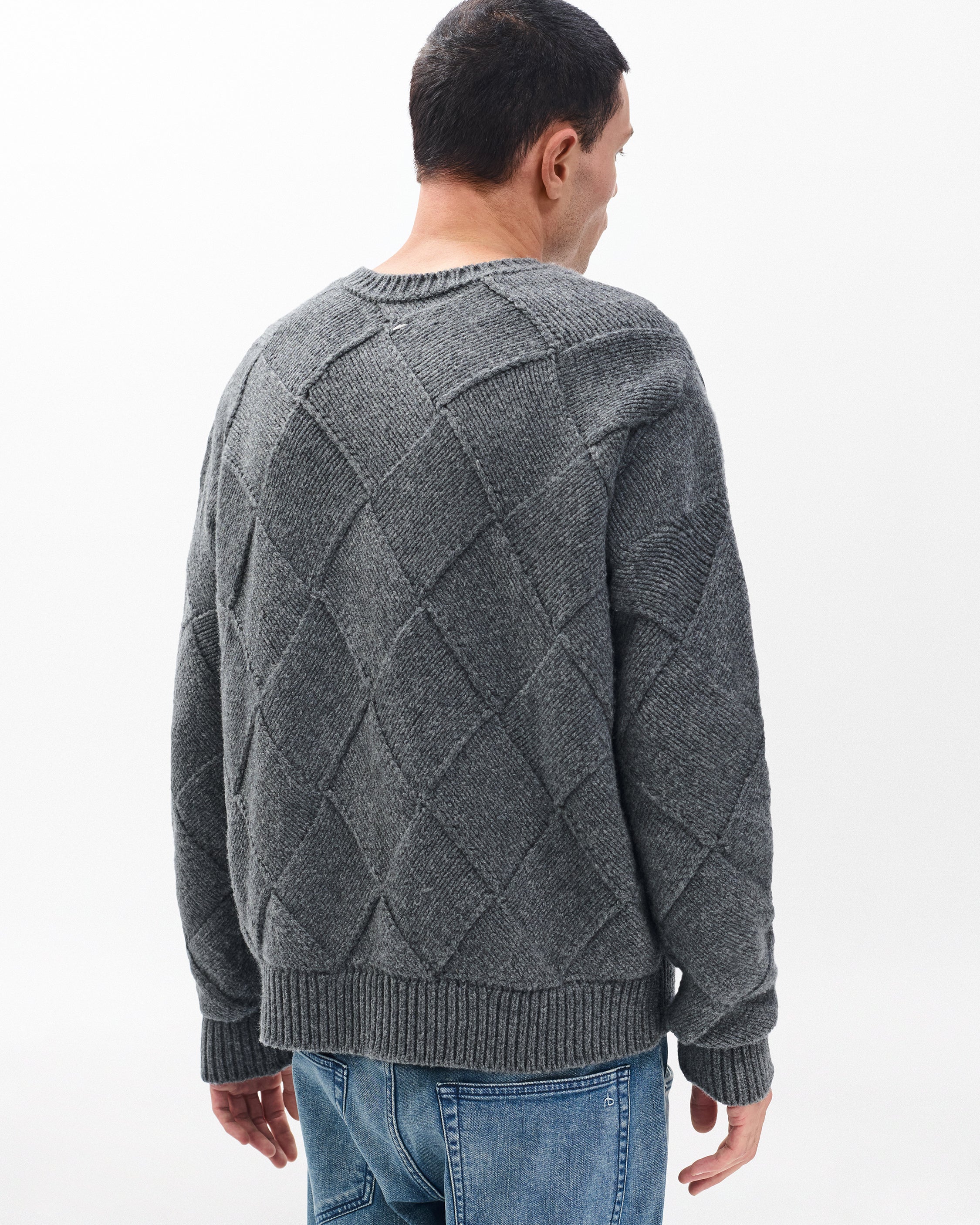 Hand-Knit Entrelac Wool Sweater - Image 6
