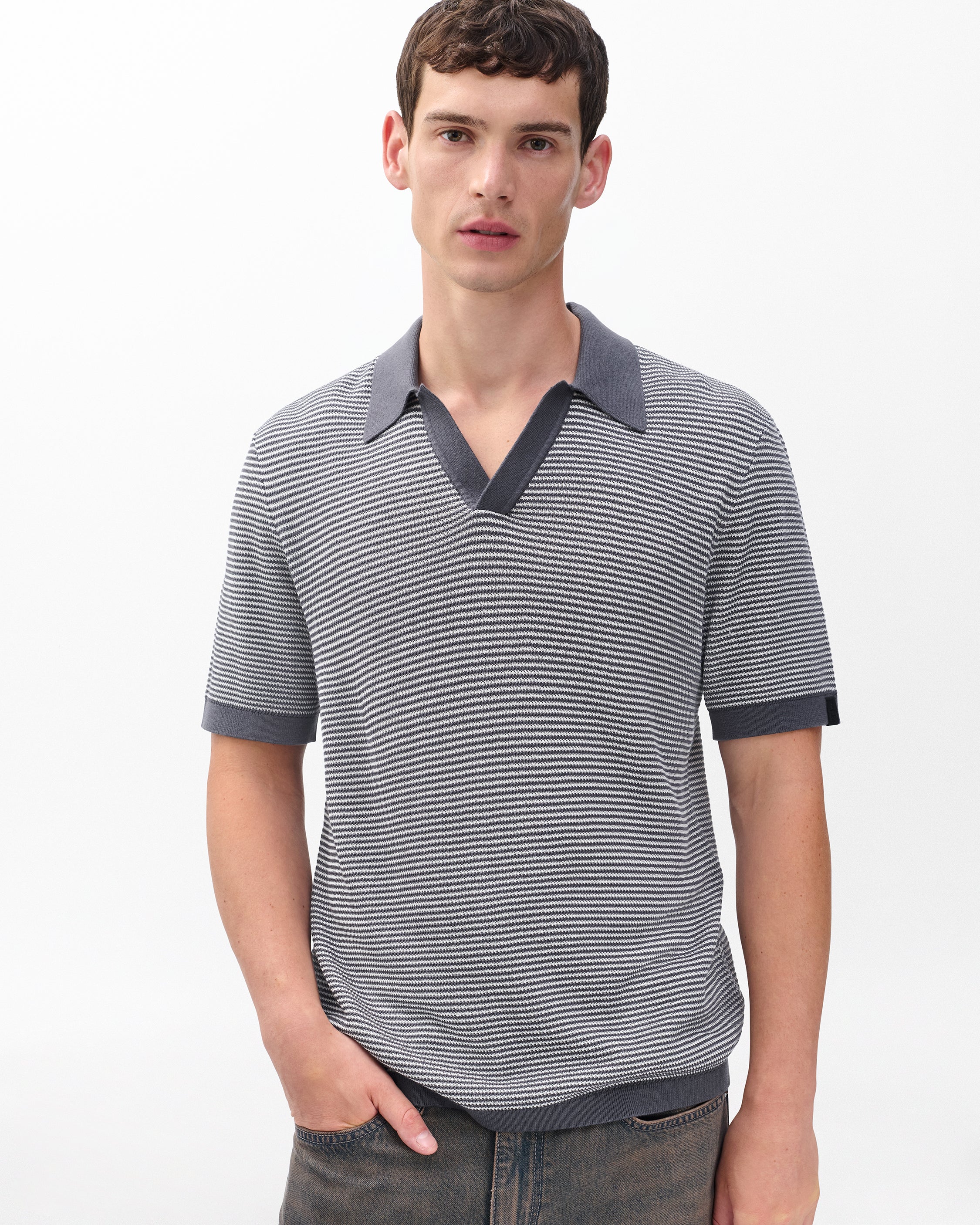 Harvey Knit Johnny Collar Polo