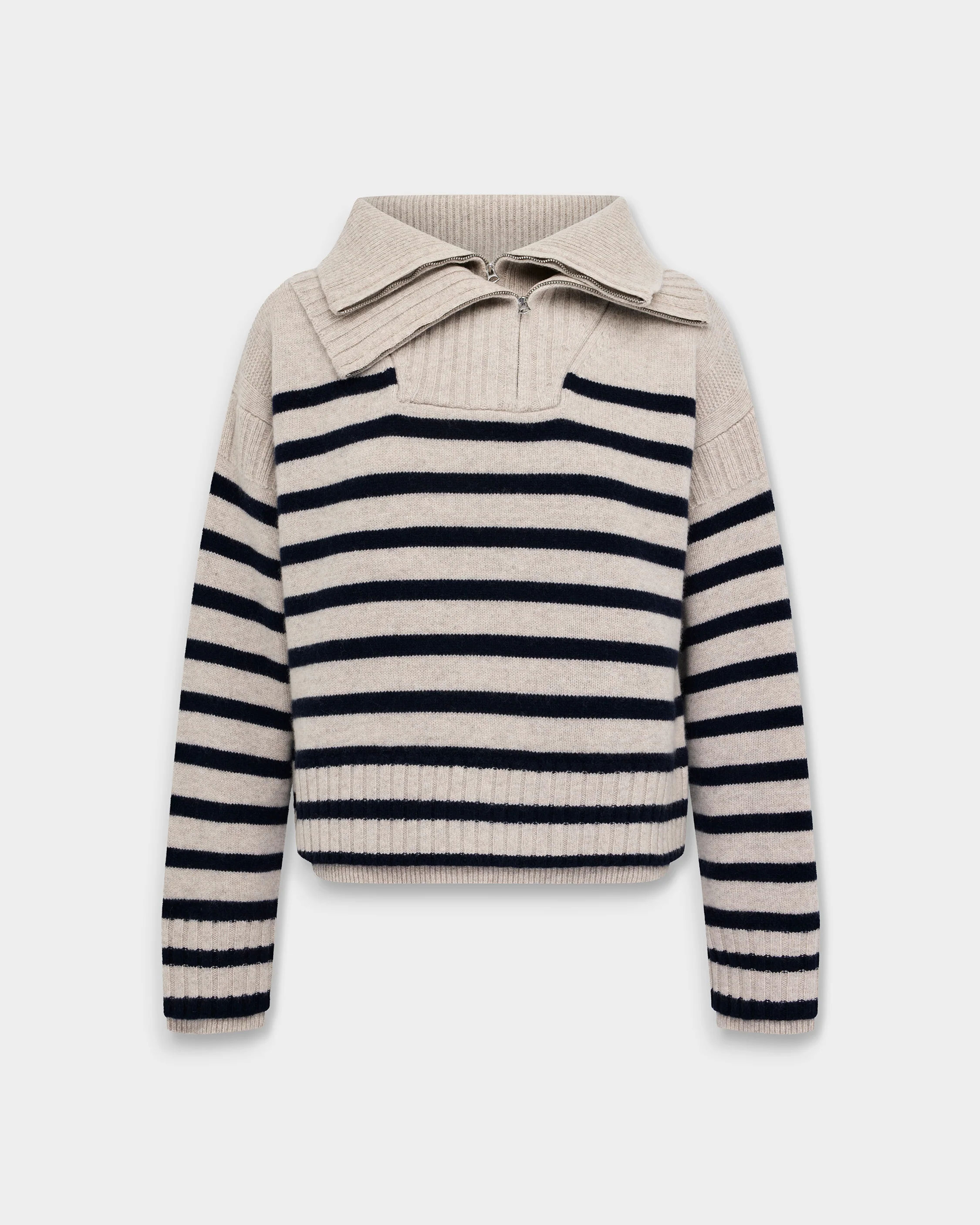 Ilaria Striped Wool Half-Zip Sweater - Image 2
