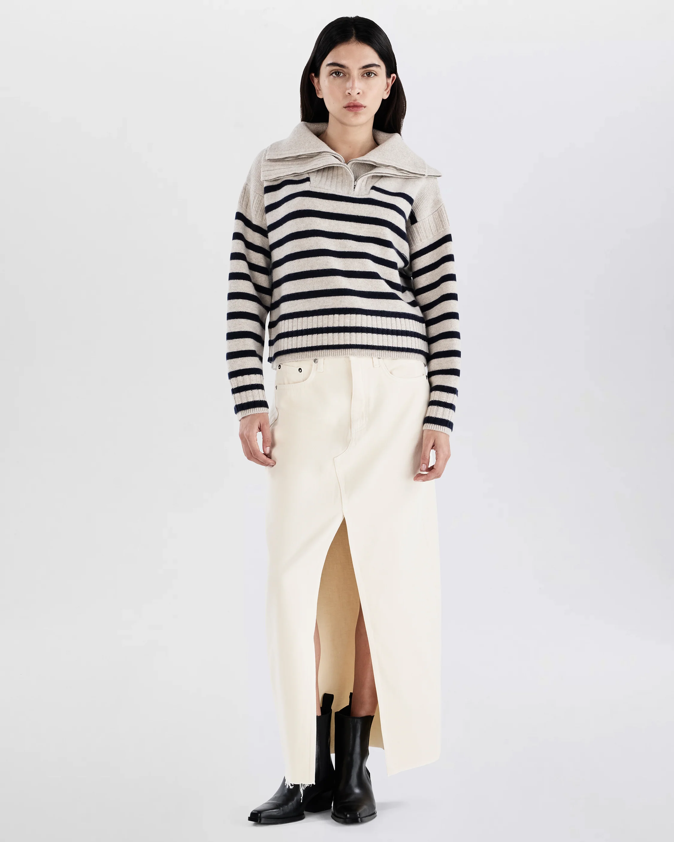 Ilaria Striped Wool Half-Zip Sweater - Image 3