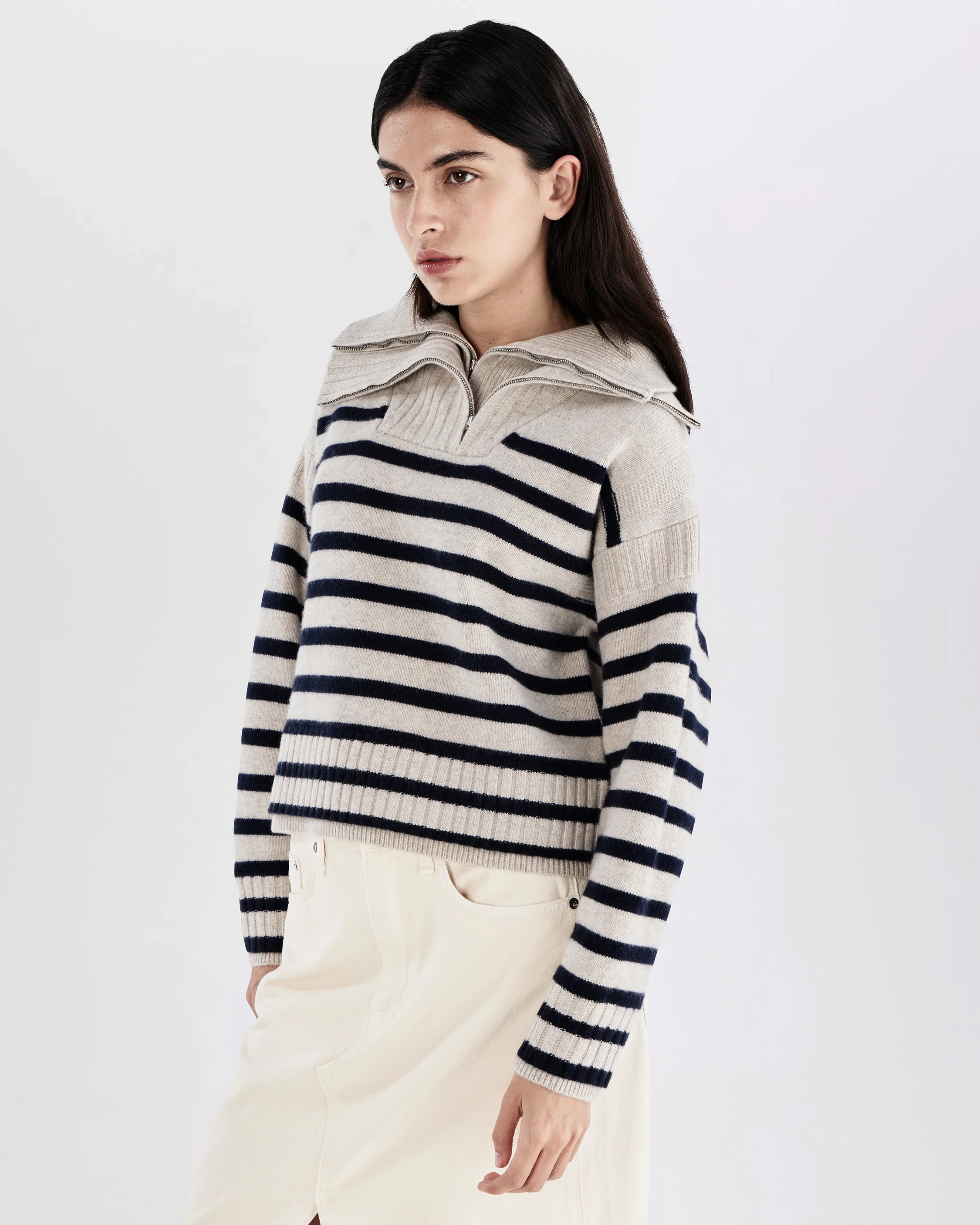 Ilaria Striped Wool Half-Zip Sweater - Image 4