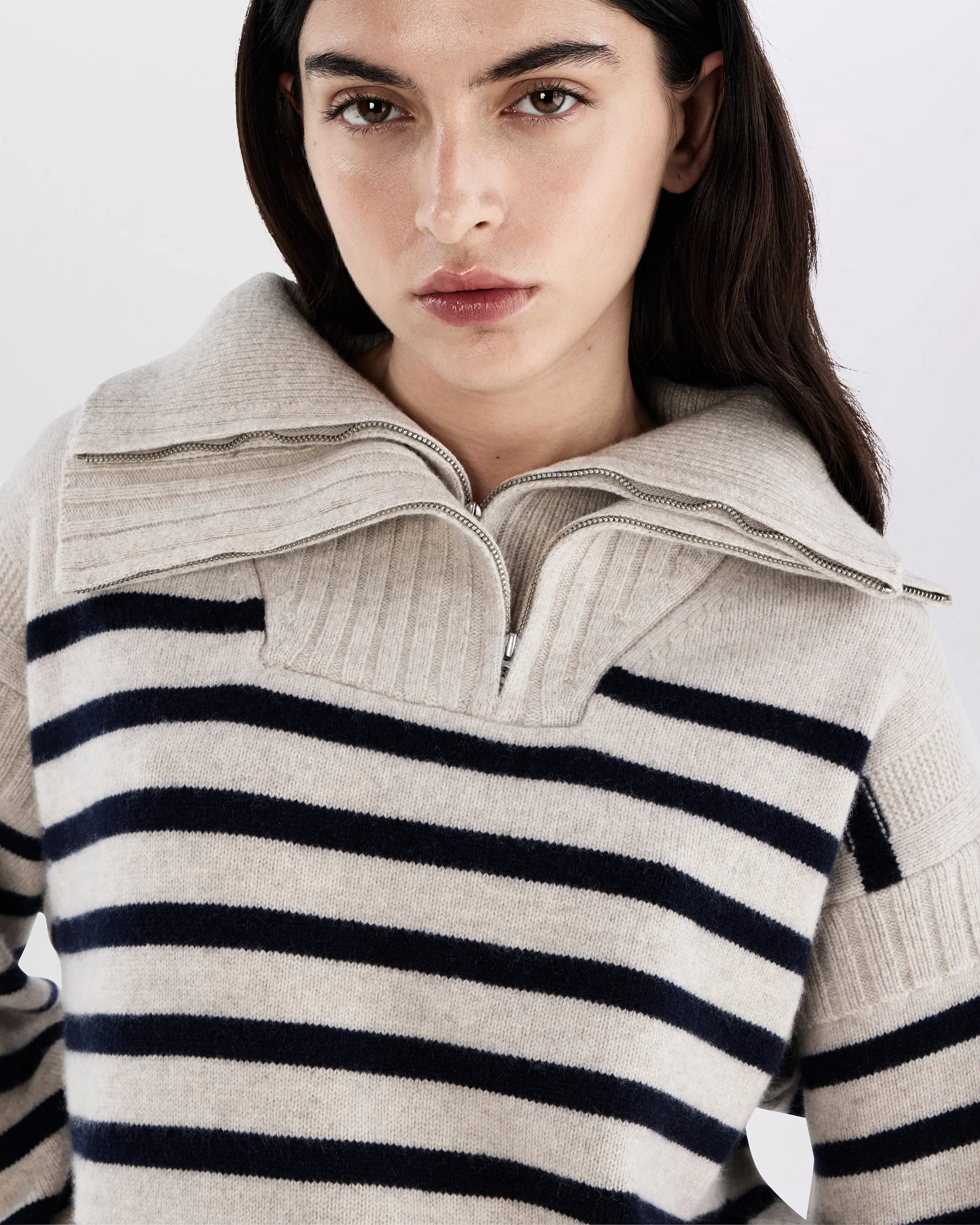 Ilaria Striped Wool Half-Zip Sweater - Image 5