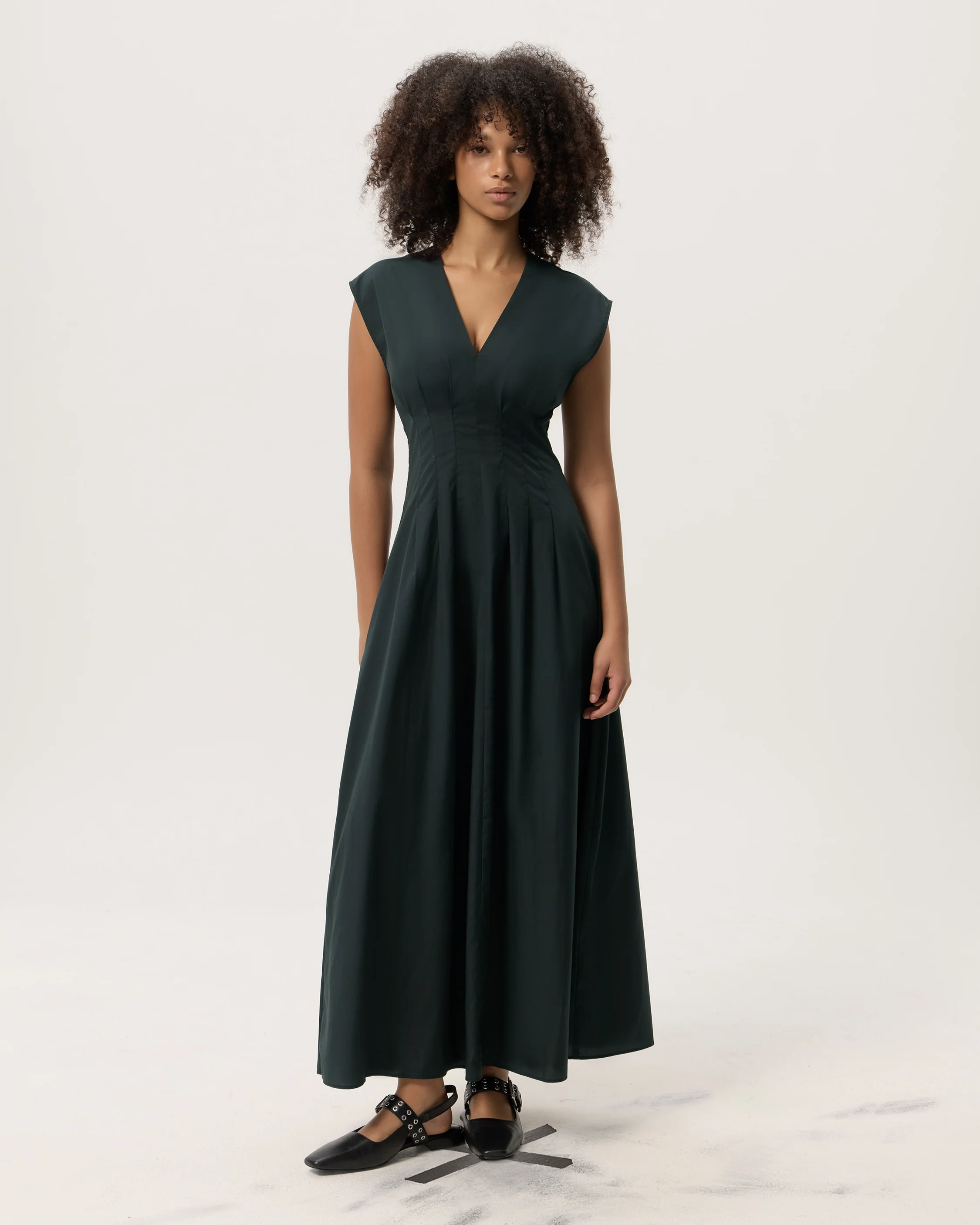 Ines Cotton Poplin Sleeveless Maxi Dress