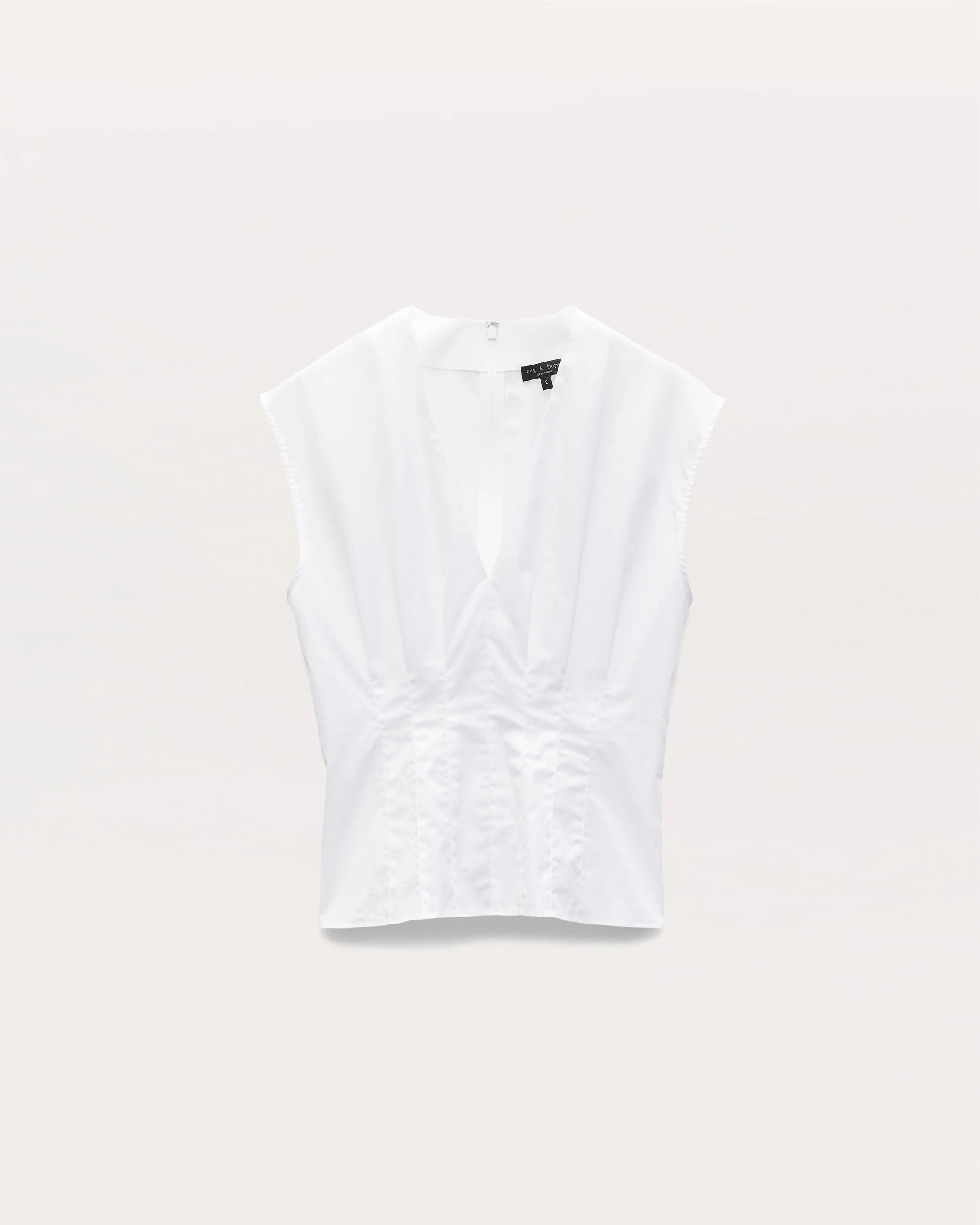 Ines V-Neck Cotton Poplin Top - Image 2