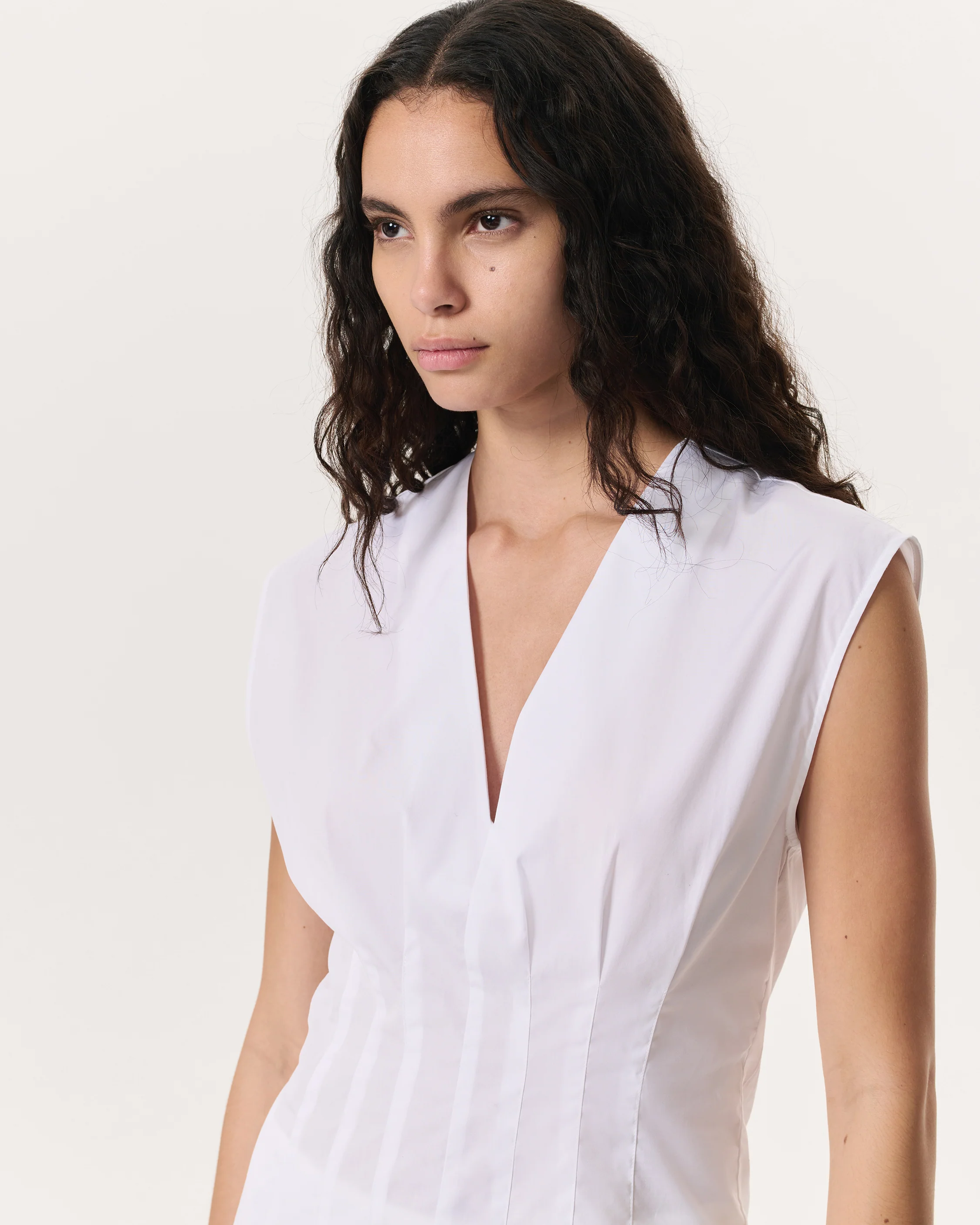 Ines V-Neck Cotton Poplin Top - Image 3