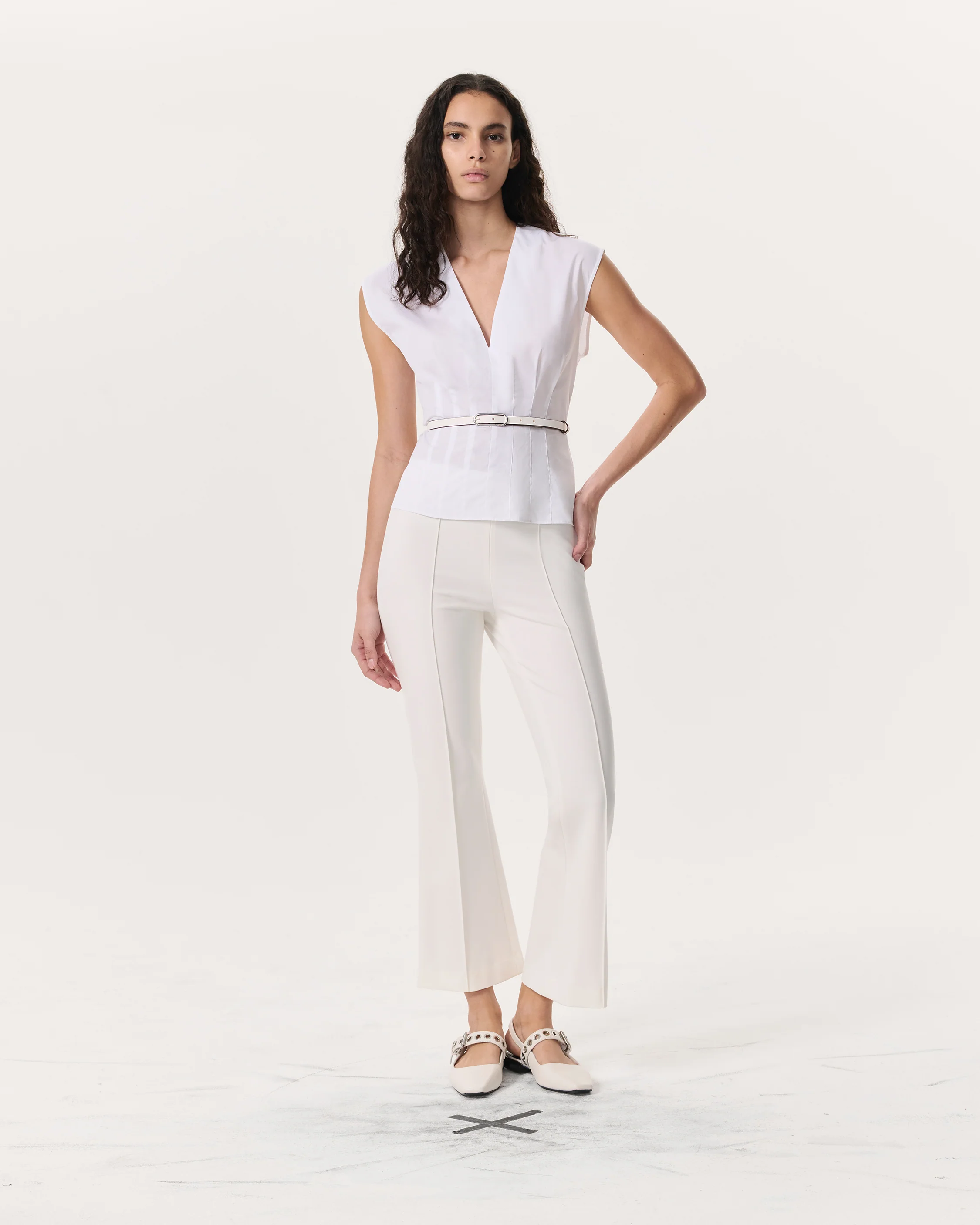 Ines V-Neck Cotton Poplin Top - Image 4