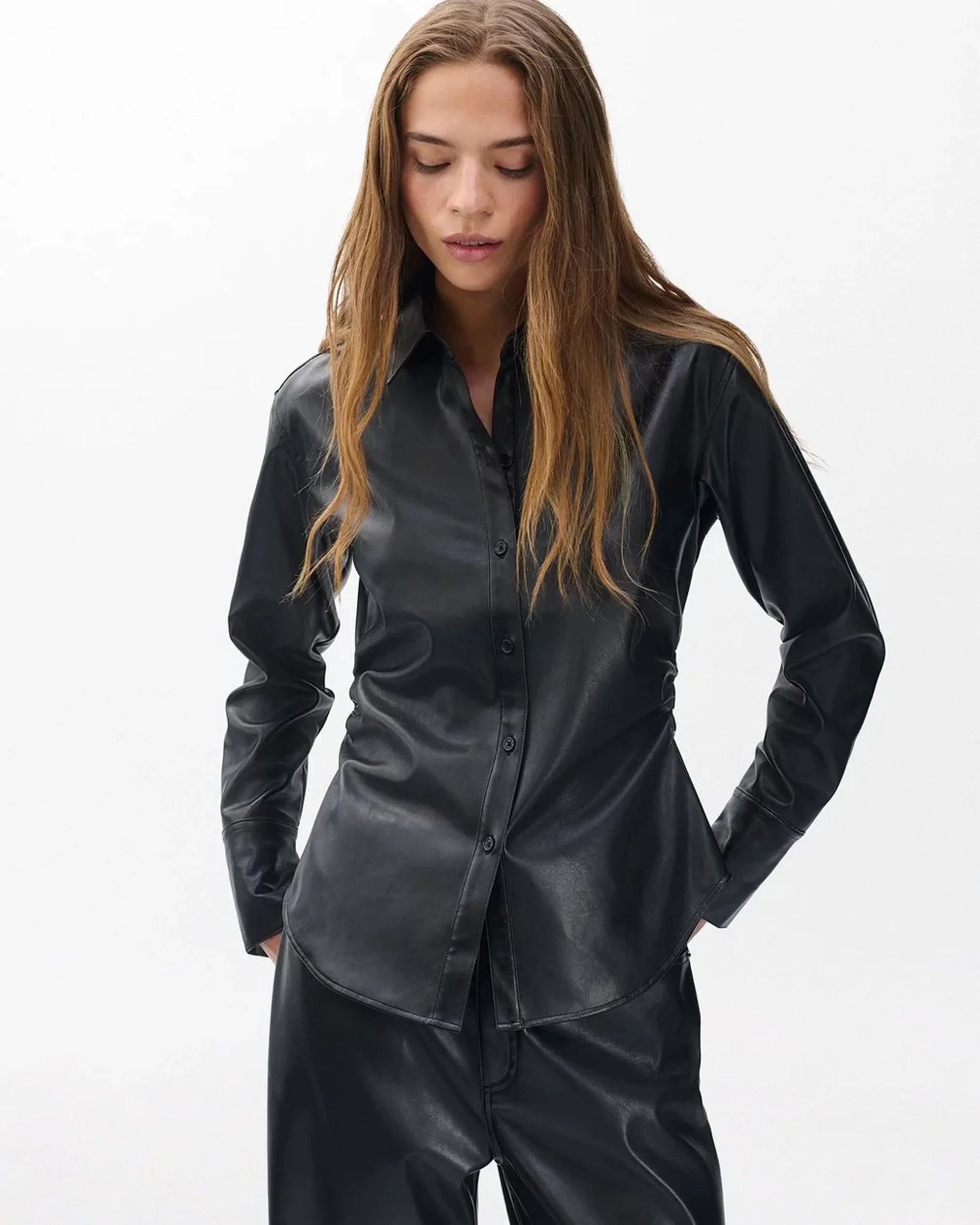 Leah Faux Leather Shirt