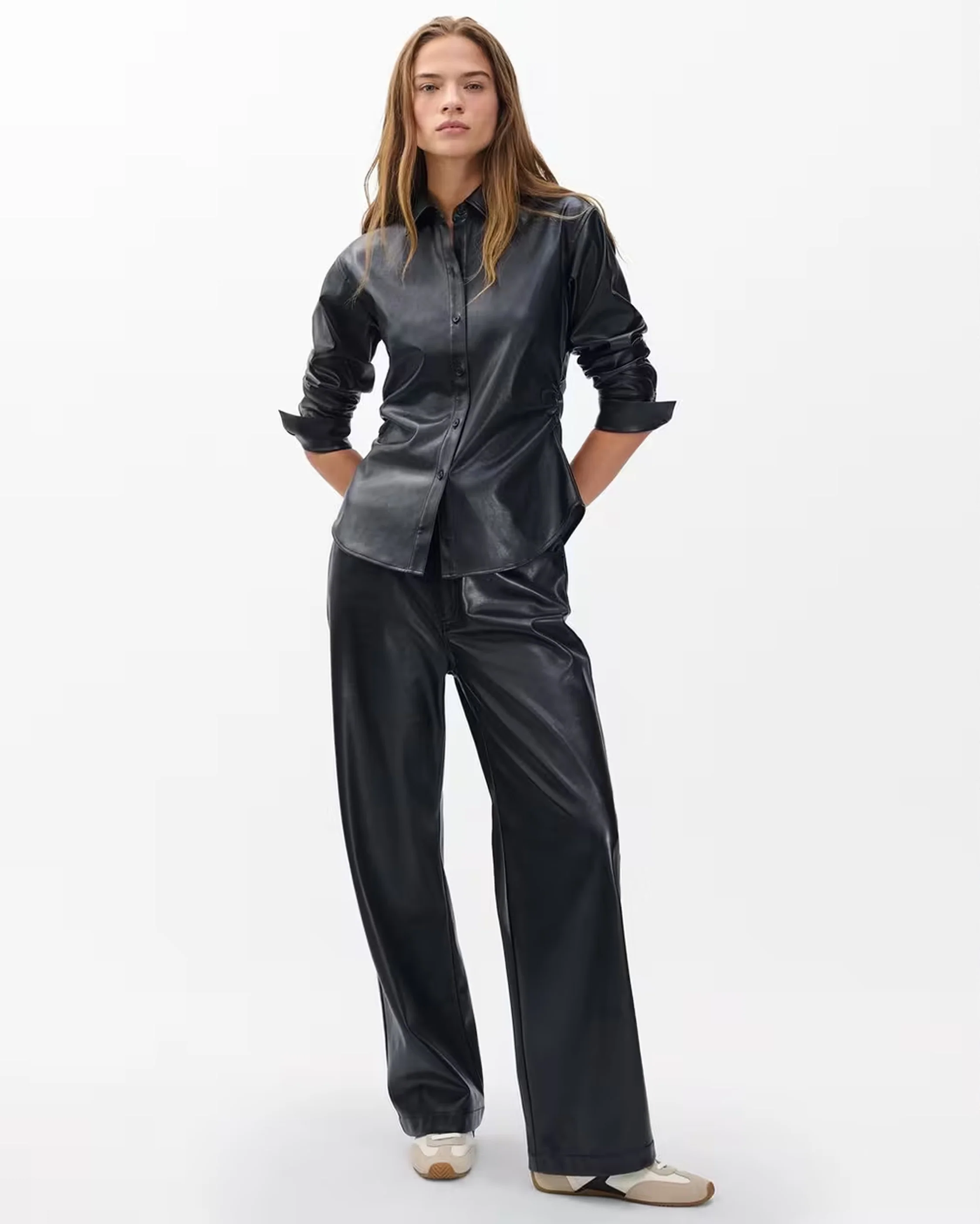 Leah Faux Leather Shirt - Image 3