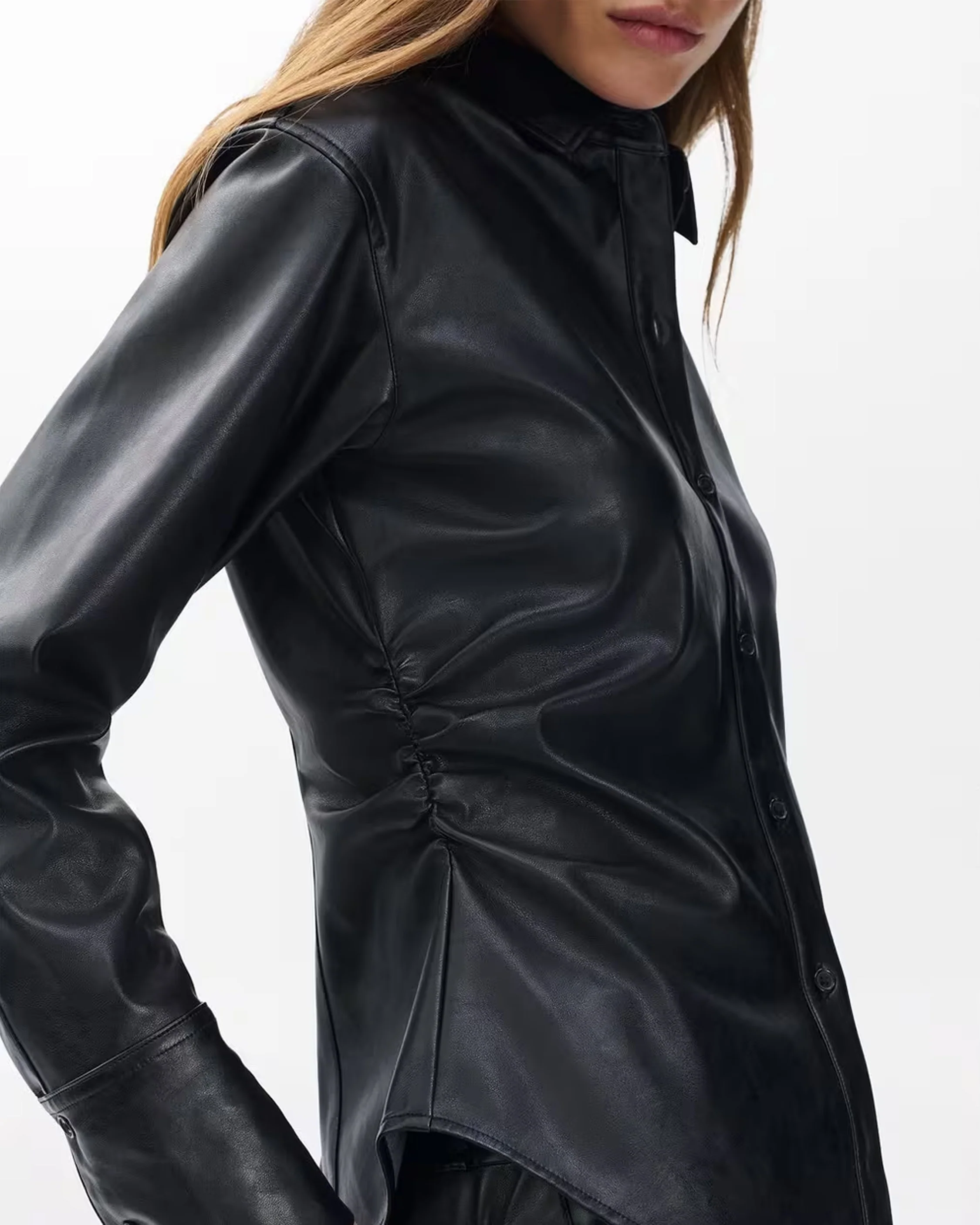 Leah Faux Leather Shirt - Image 5